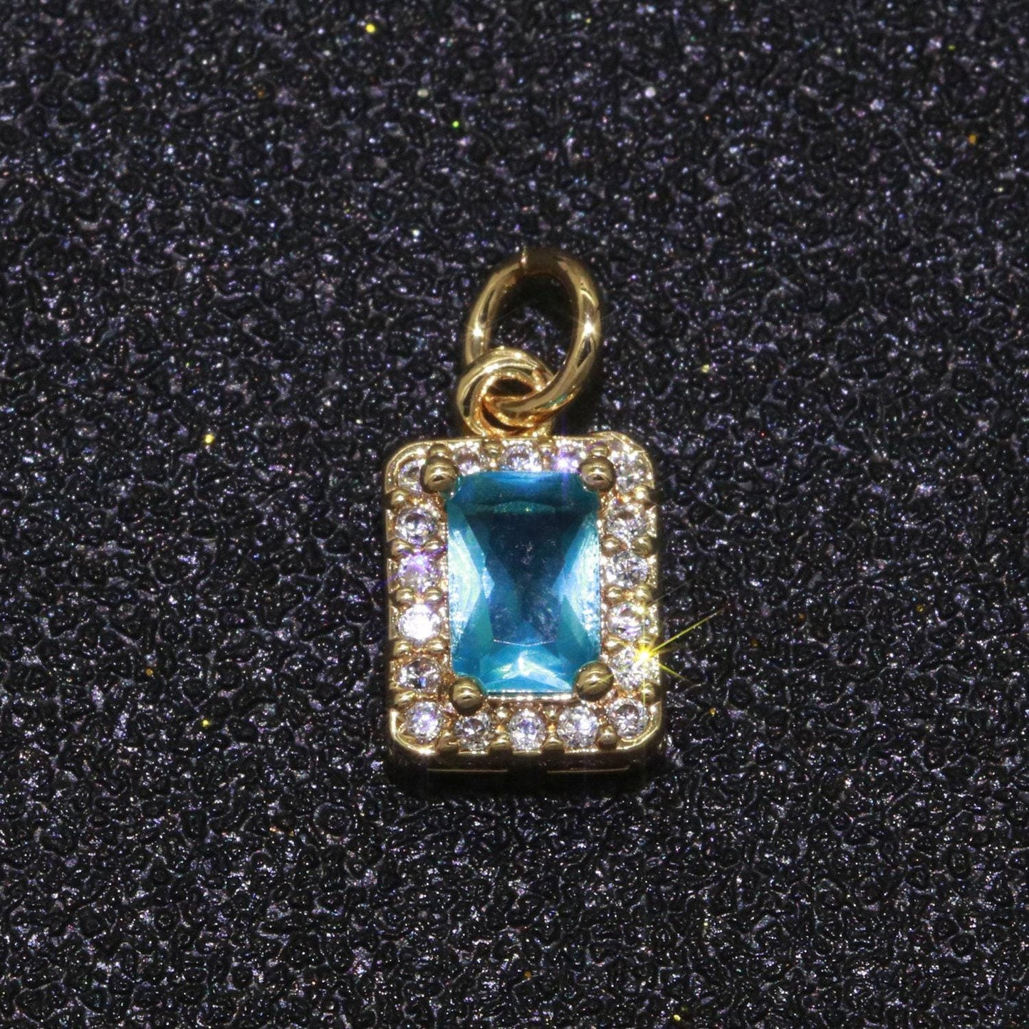 1x 14k gold filled micro pave cz geometric pendant charm emerald cut pendant charm geometric diy jewelry 8.8x7.3mm, m-189~m-196