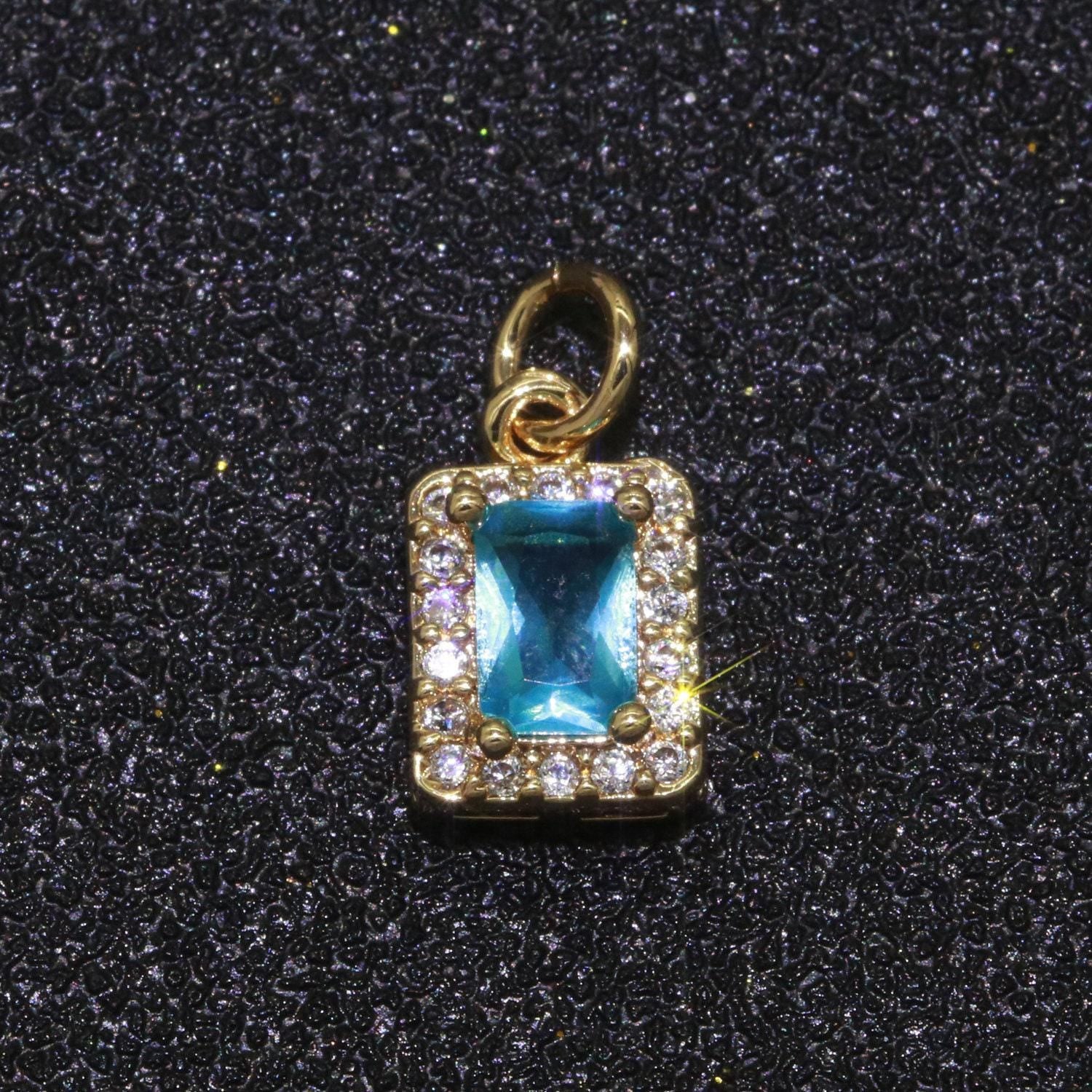 1x 14k gold filled micro pave cz geometric pendant charm emerald cut pendant charm geometric diy jewelry 8.8x7.3mm, m-189~m-196