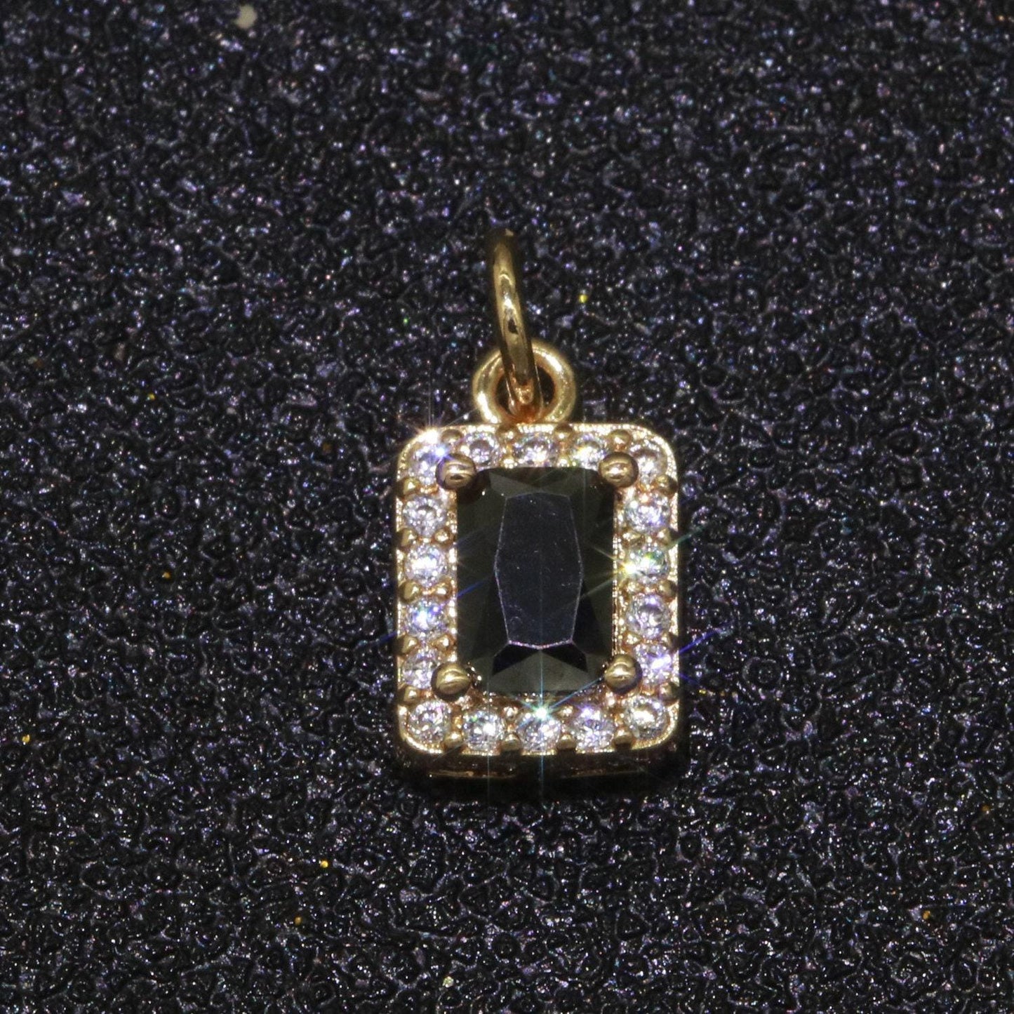 1x 14k gold filled micro pave cz geometric pendant charm emerald cut pendant charm geometric diy jewelry 8.8x7.3mm, m-189~m-196