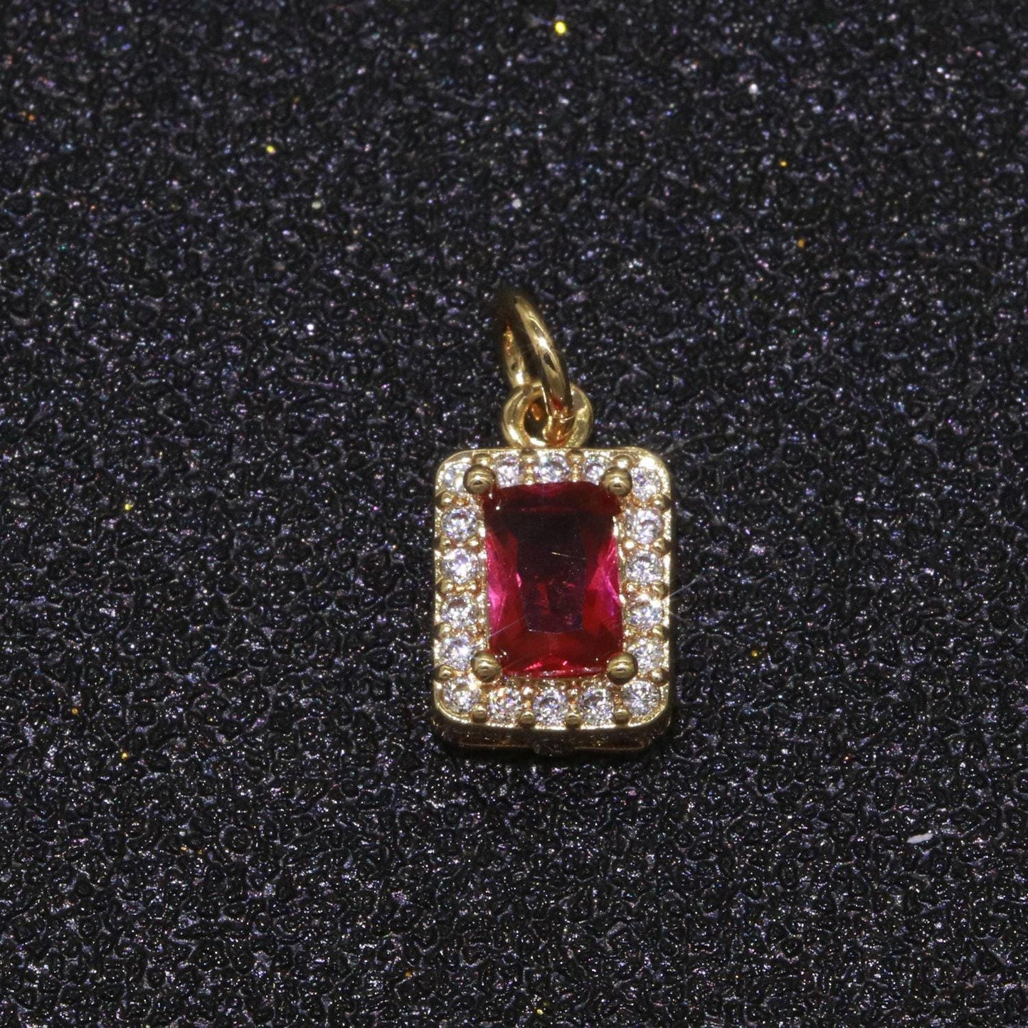 1x 14k gold filled micro pave cz geometric pendant charm emerald cut pendant charm geometric diy jewelry 8.8x7.3mm, m-189~m-196