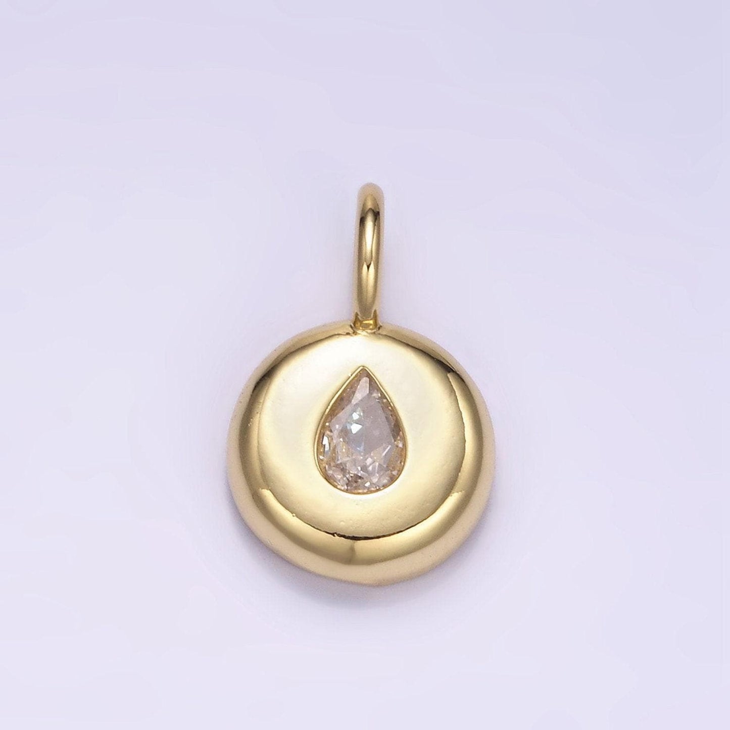 Gold cz tear drop pendant 24k gold filled teardrop charms simple findings minimalist geometry dangle pendant -jewelry supplies