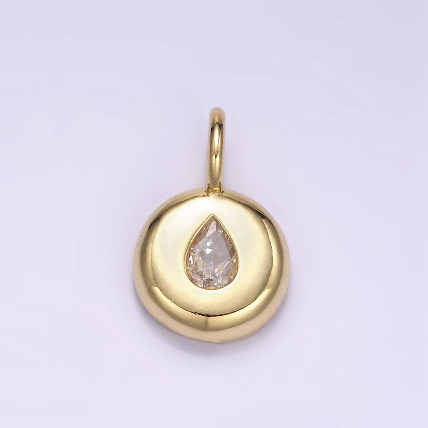Gold cz tear drop pendant 24k gold filled teardrop charms simple findings minimalist geometry dangle pendant -jewelry supplies