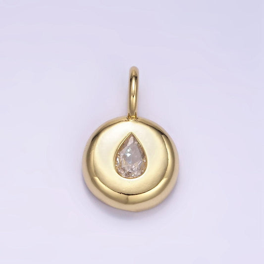 Gold cz tear drop pendant 24k gold filled teardrop charms simple findings minimalist geometry dangle pendant -jewelry supplies