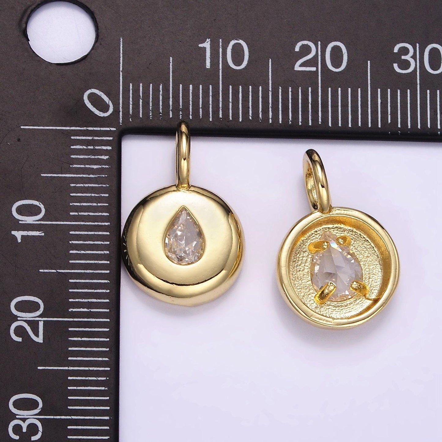Gold cz tear drop pendant 24k gold filled teardrop charms simple findings minimalist geometry dangle pendant -jewelry supplies