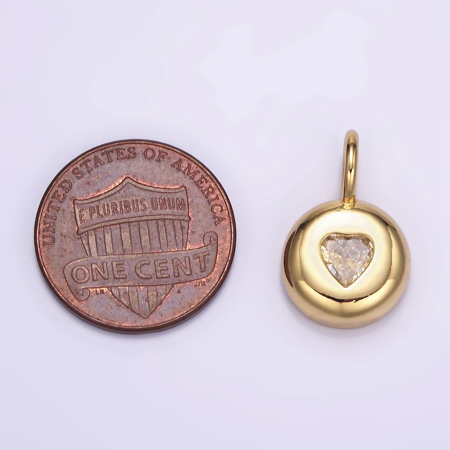 Gold cz heart pendant 24k gold filled love charms simple findings minimalist geometry dangle pendant -jewelry supplies