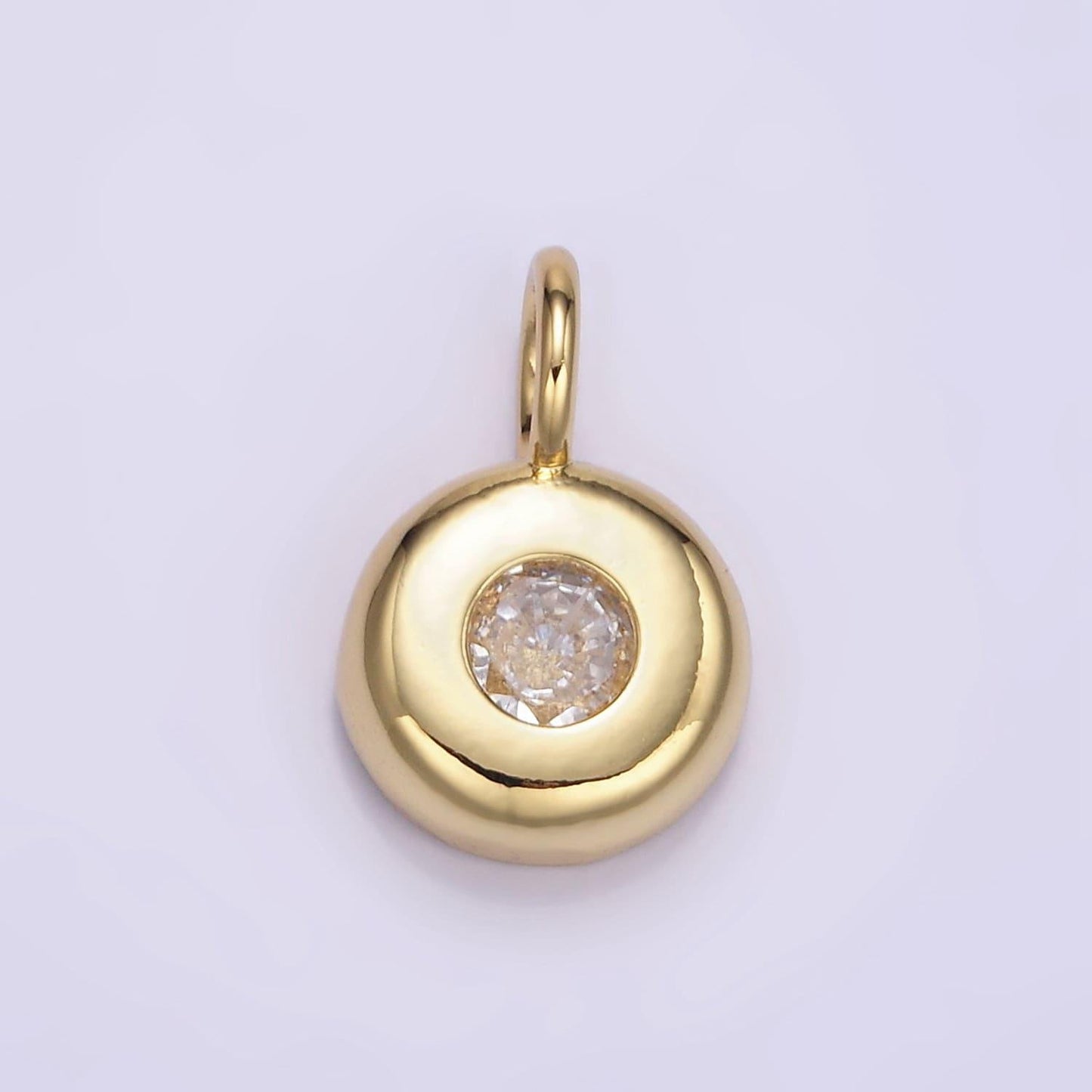Gold cz round cricle pendant 24k gold filled charms simple findings minimalist geometry dangle pendant -jewelry supplies