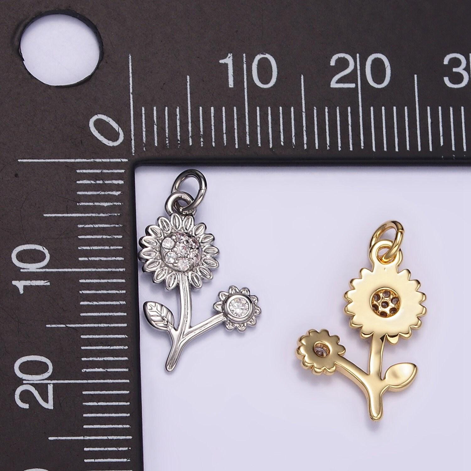 Dainty sunflower charm gold flower charm for bracelet earring necklace gold sun flower charm for summer garden inspired m117