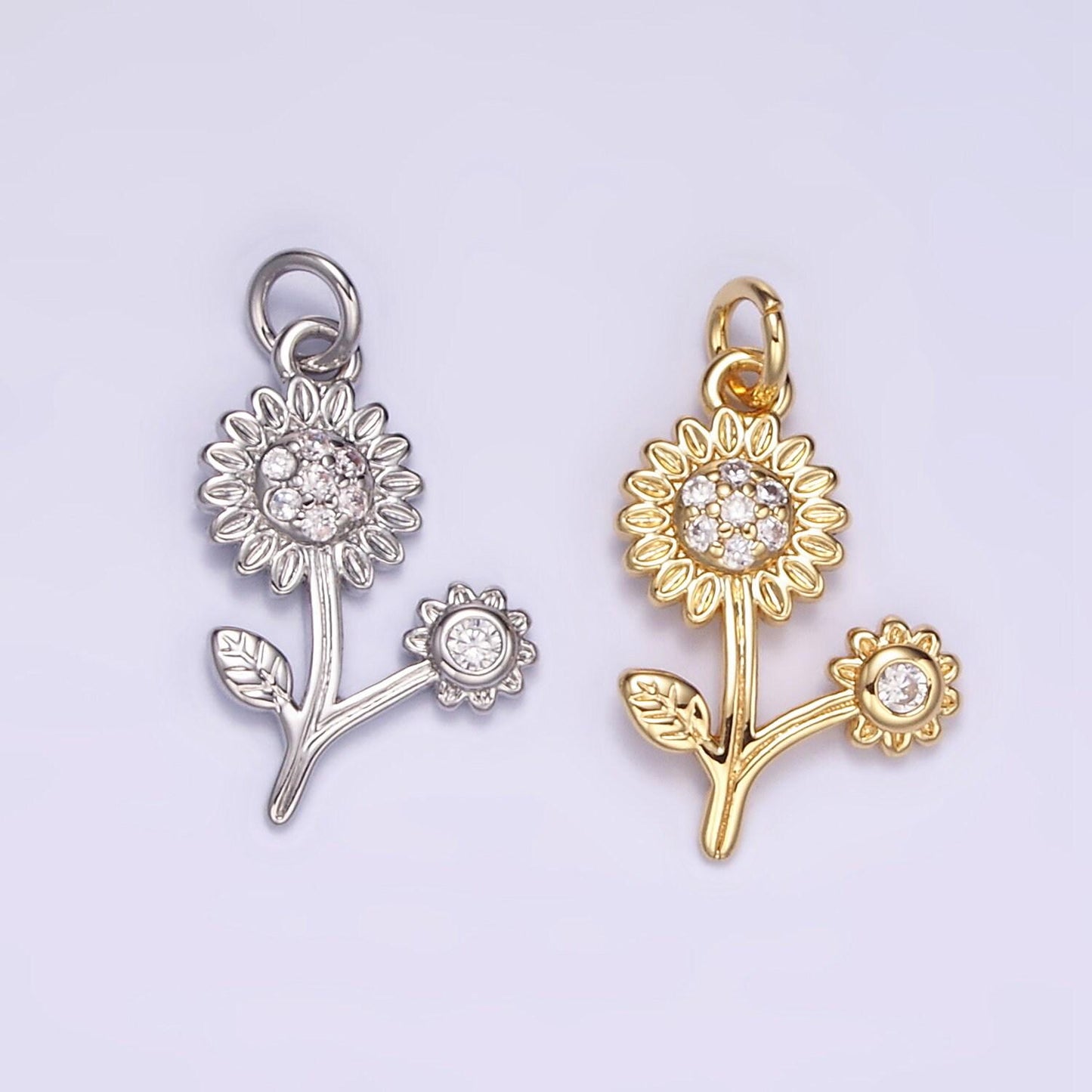 Dainty sunflower charm gold flower charm for bracelet earring necklace gold sun flower charm for summer garden inspired m117