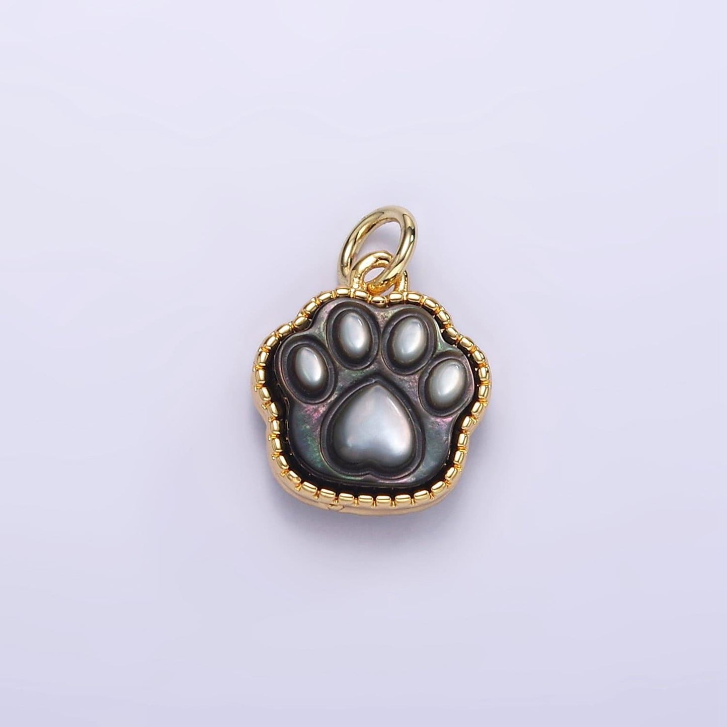 Mini dog paw pendant lead nickel free 24k gold filled paw charm abalon, pearl animal bear charm necklace bracelet jewelry making m112