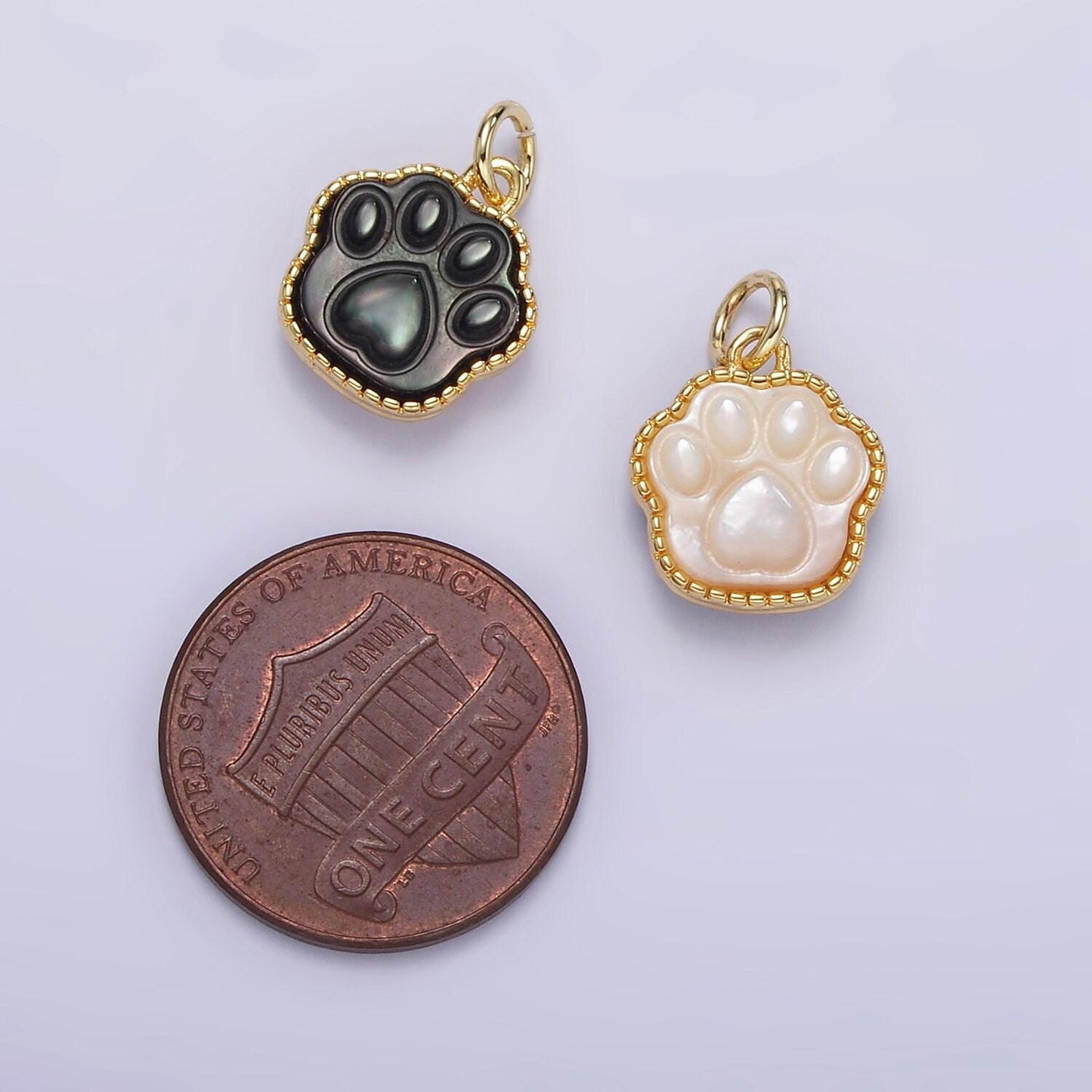 Mini dog paw pendant lead nickel free 24k gold filled paw charm abalon, pearl animal bear charm necklace bracelet jewelry making m112