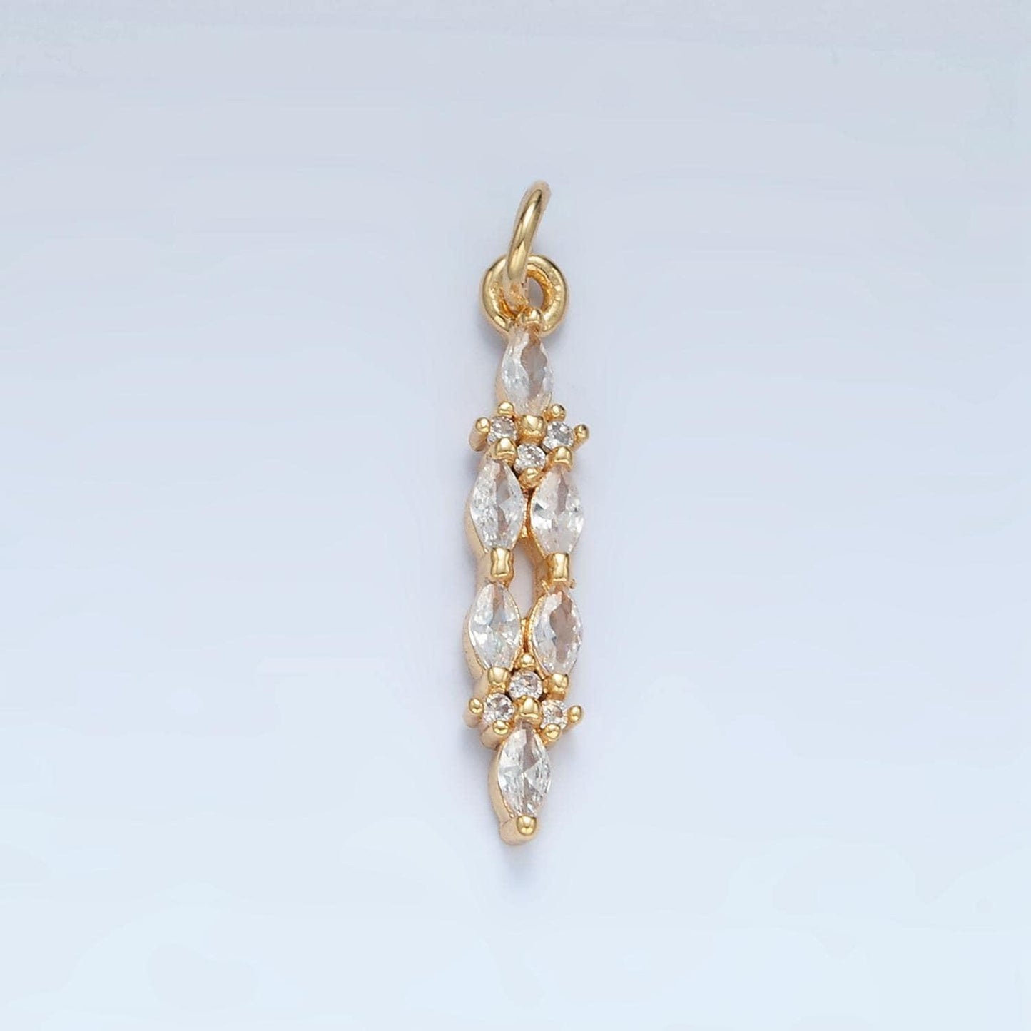 Clear marquise cz linear 24k gold filled charm | m-018