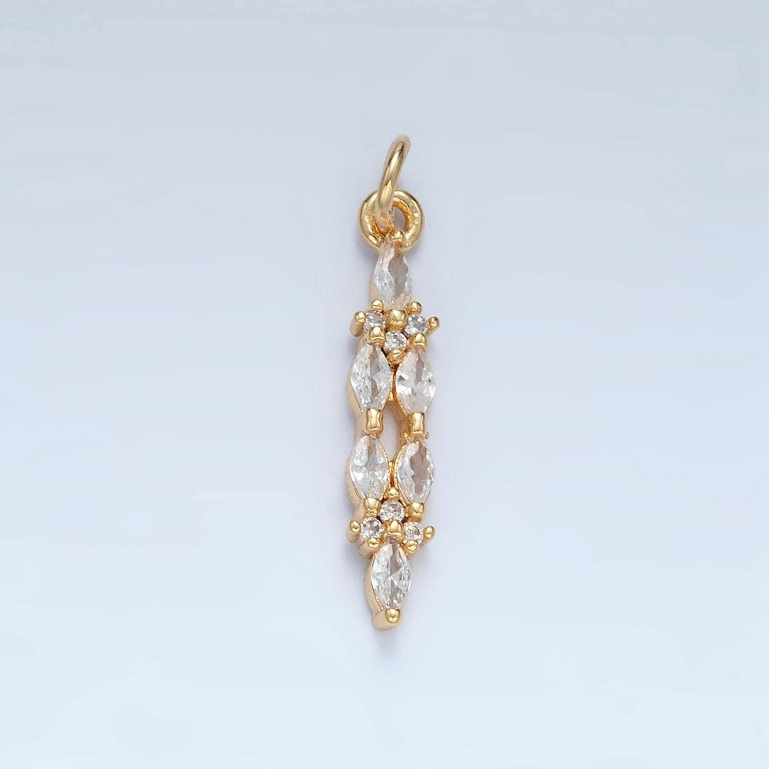 Clear marquise cz linear 24k gold filled charm | m-018