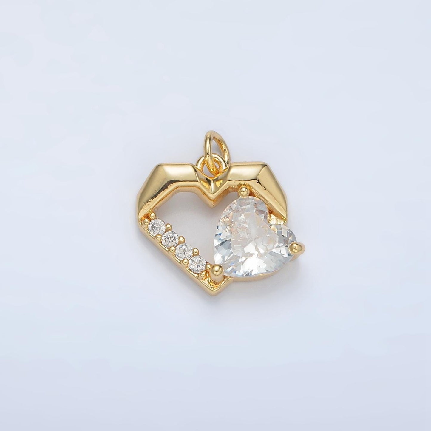 Mini gold heart charm small cz love charm valentine charms 24k gold filled findings m013