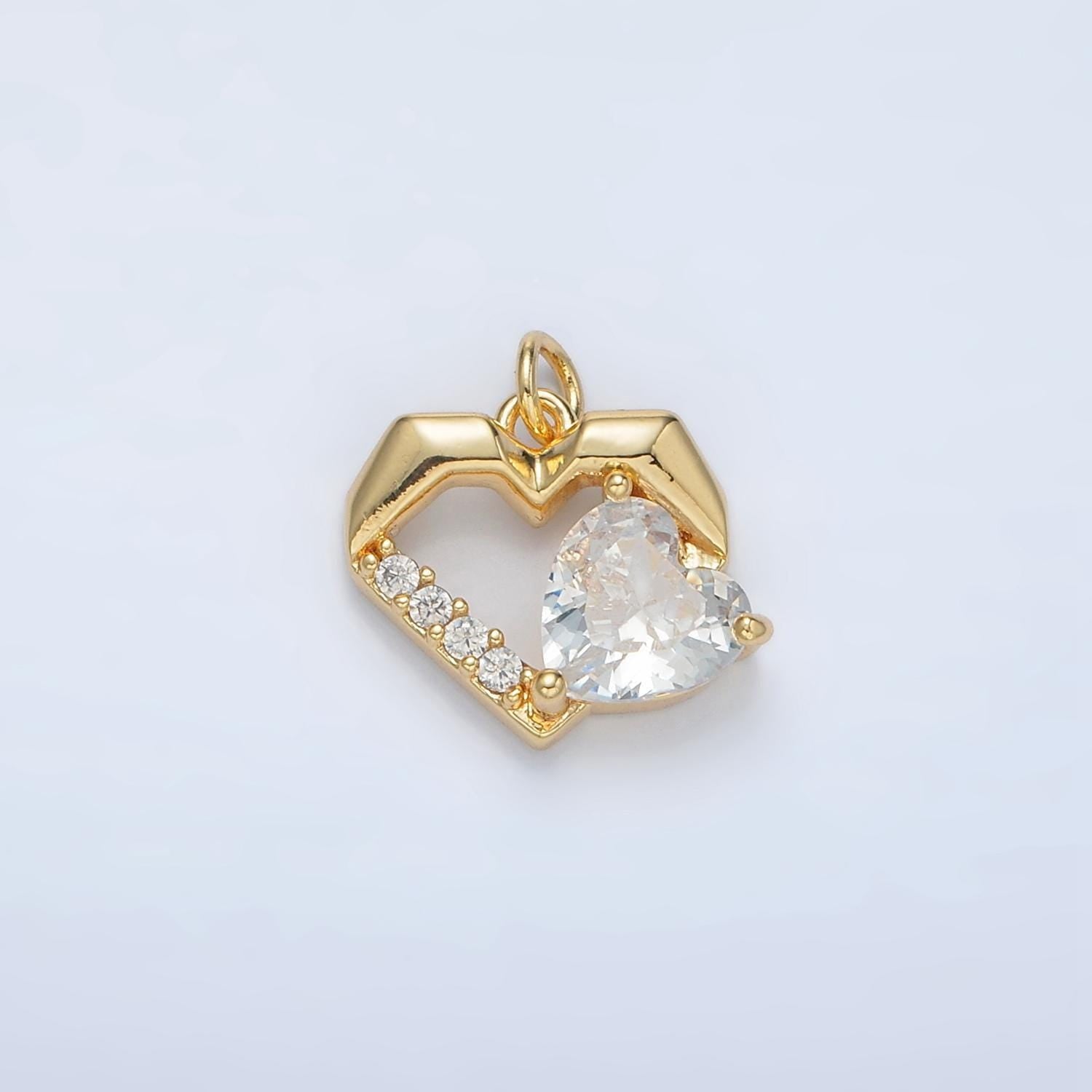 Mini gold heart charm small cz love charm valentine charms 24k gold filled findings m013