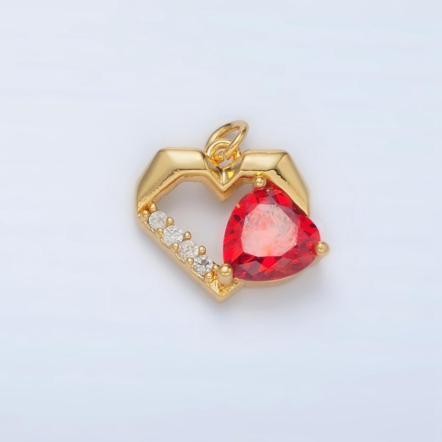 Mini gold heart charm small cz love charm valentine charms 24k gold filled findings m013