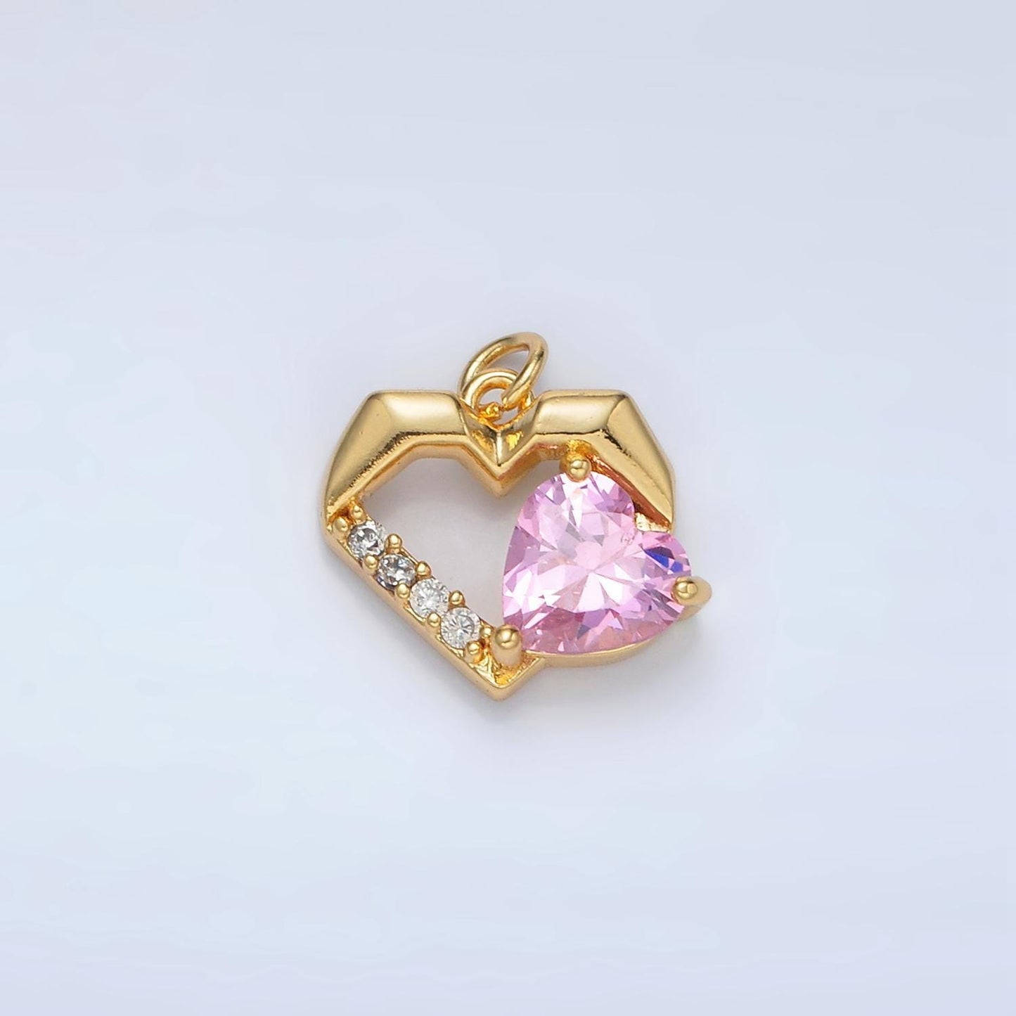 Mini gold heart charm small cz love charm valentine charms 24k gold filled findings m013