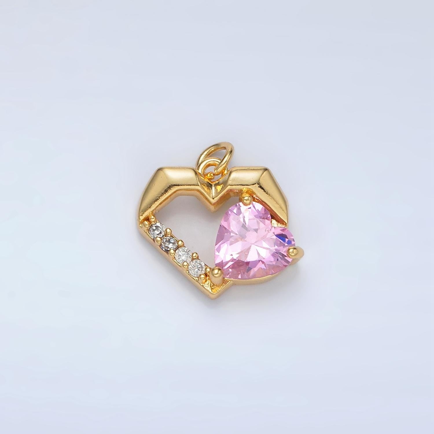 Mini gold heart charm small cz love charm valentine charms 24k gold filled findings m013