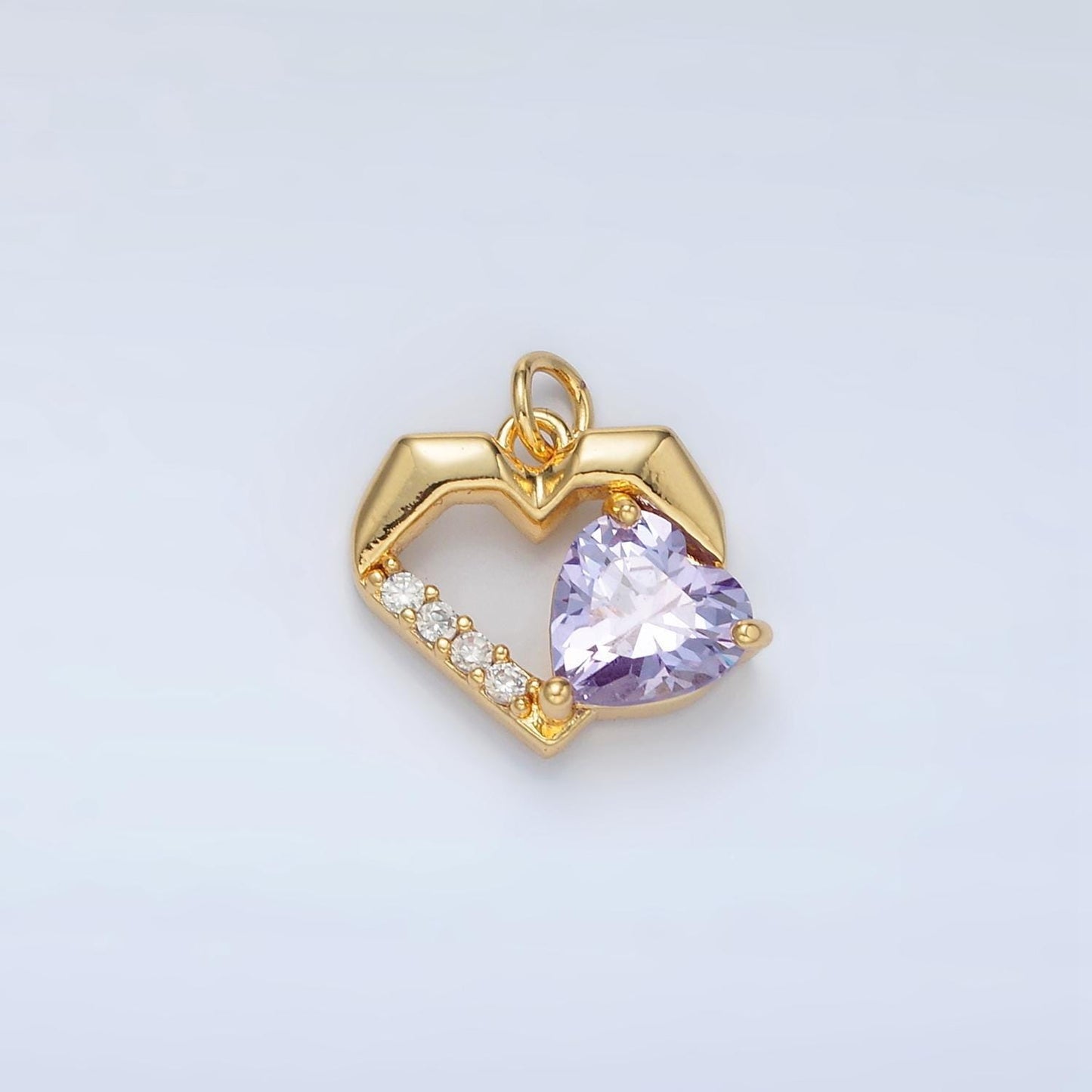 Mini gold heart charm small cz love charm valentine charms 24k gold filled findings m013