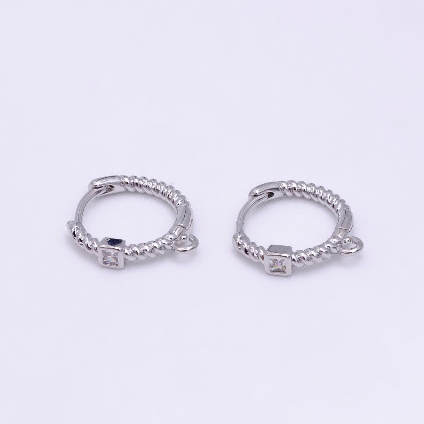 16k gold filled earring simple round one touch earring jewelry making, earring supplies to put a charm dangle component twisted huggie l810