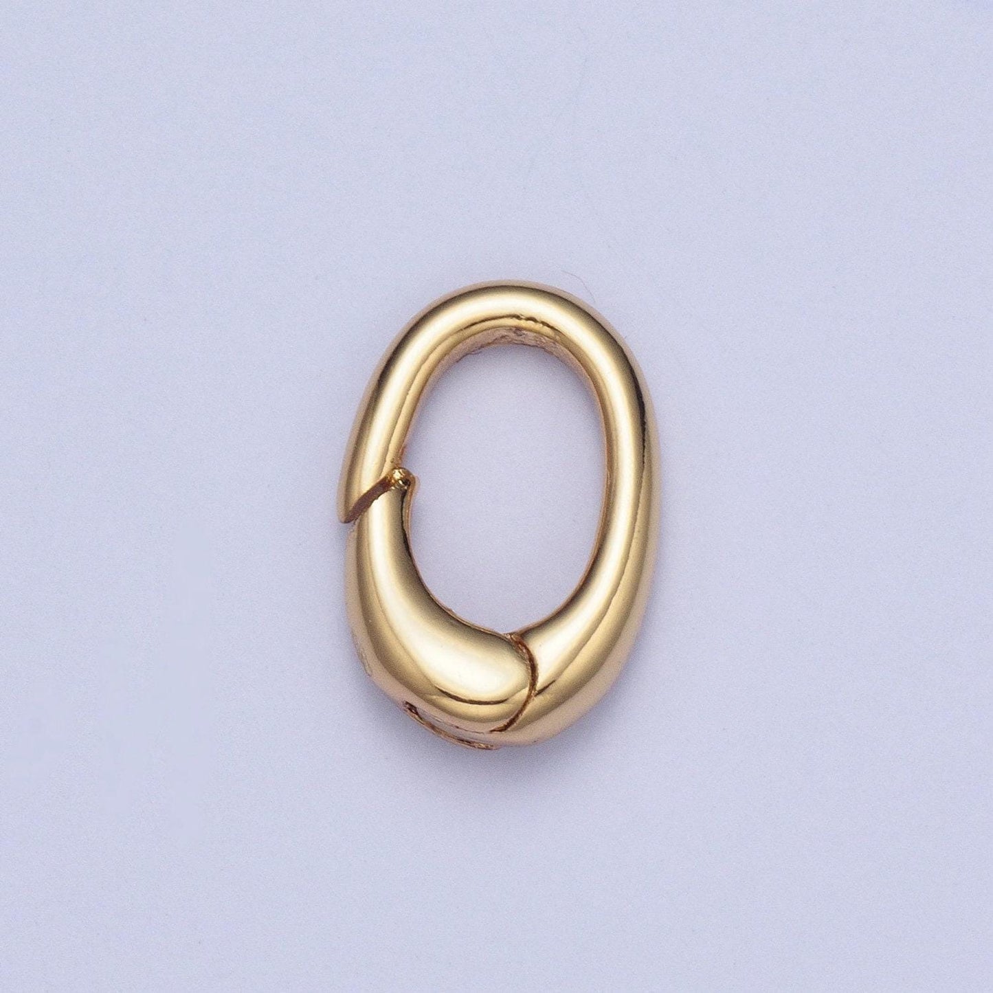 24k gold plated mini circular oval spring clasp, 11.9mmx7.9mm tiny round gold spring carabiner clasp for jewelry making | l-915