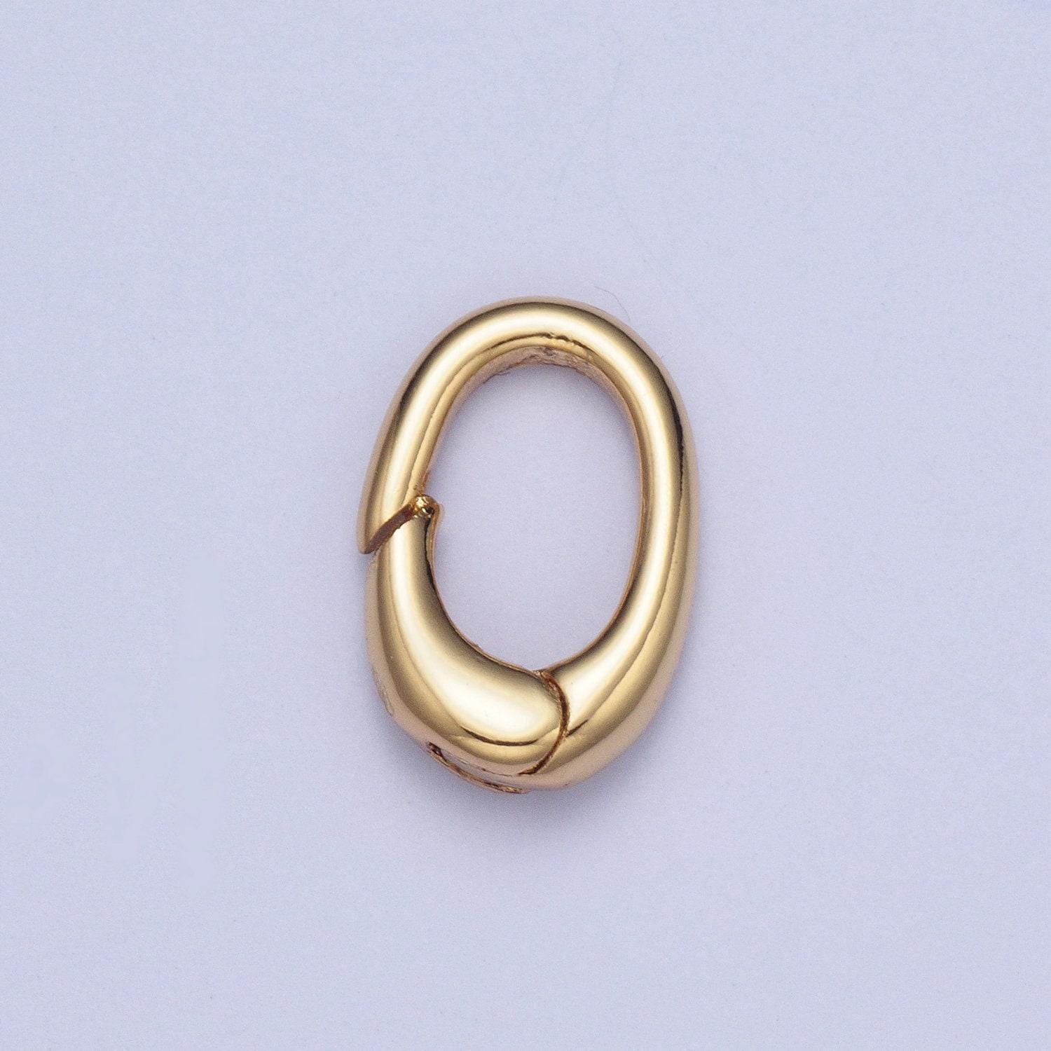 24k gold plated mini circular oval spring clasp, 11.9mmx7.9mm tiny round gold spring carabiner clasp for jewelry making | l-915
