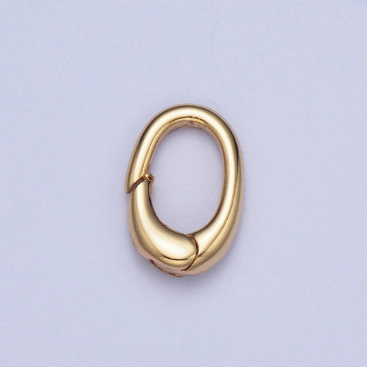 24k gold plated mini circular oval spring clasp, 11.9mmx7.9mm tiny round gold spring carabiner clasp for jewelry making | l-915