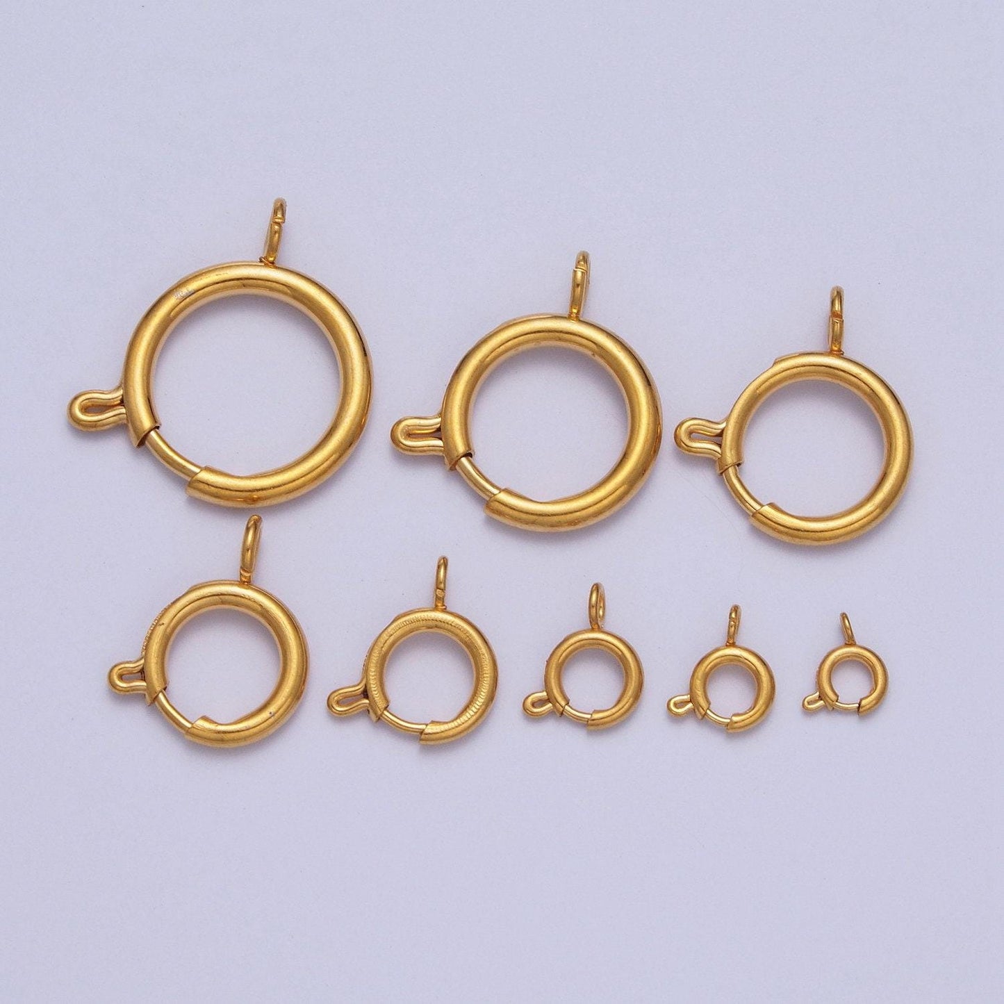 Various size 14k gold round open push in clasp w. loop finding enhancer, circular clasp for charm jewelry making supply | l-875~l-882, l-912