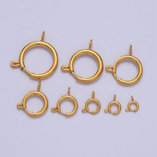 Various size 14k gold round open push in clasp w. loop finding enhancer, circular clasp for charm jewelry making supply | l-875~l-882, l-912