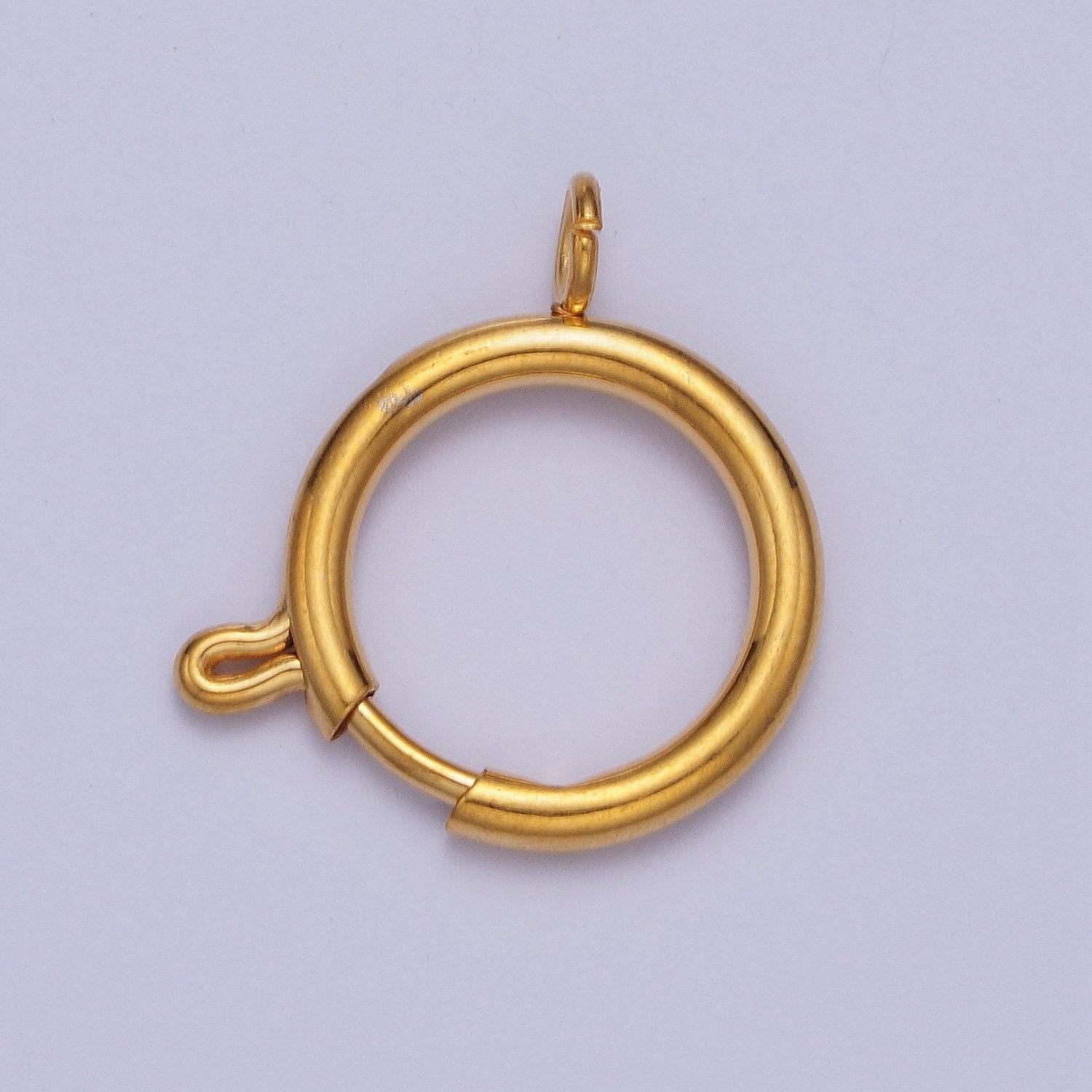 Various size 14k gold round open push in clasp w. loop finding enhancer, circular clasp for charm jewelry making supply | l-875~l-882, l-912