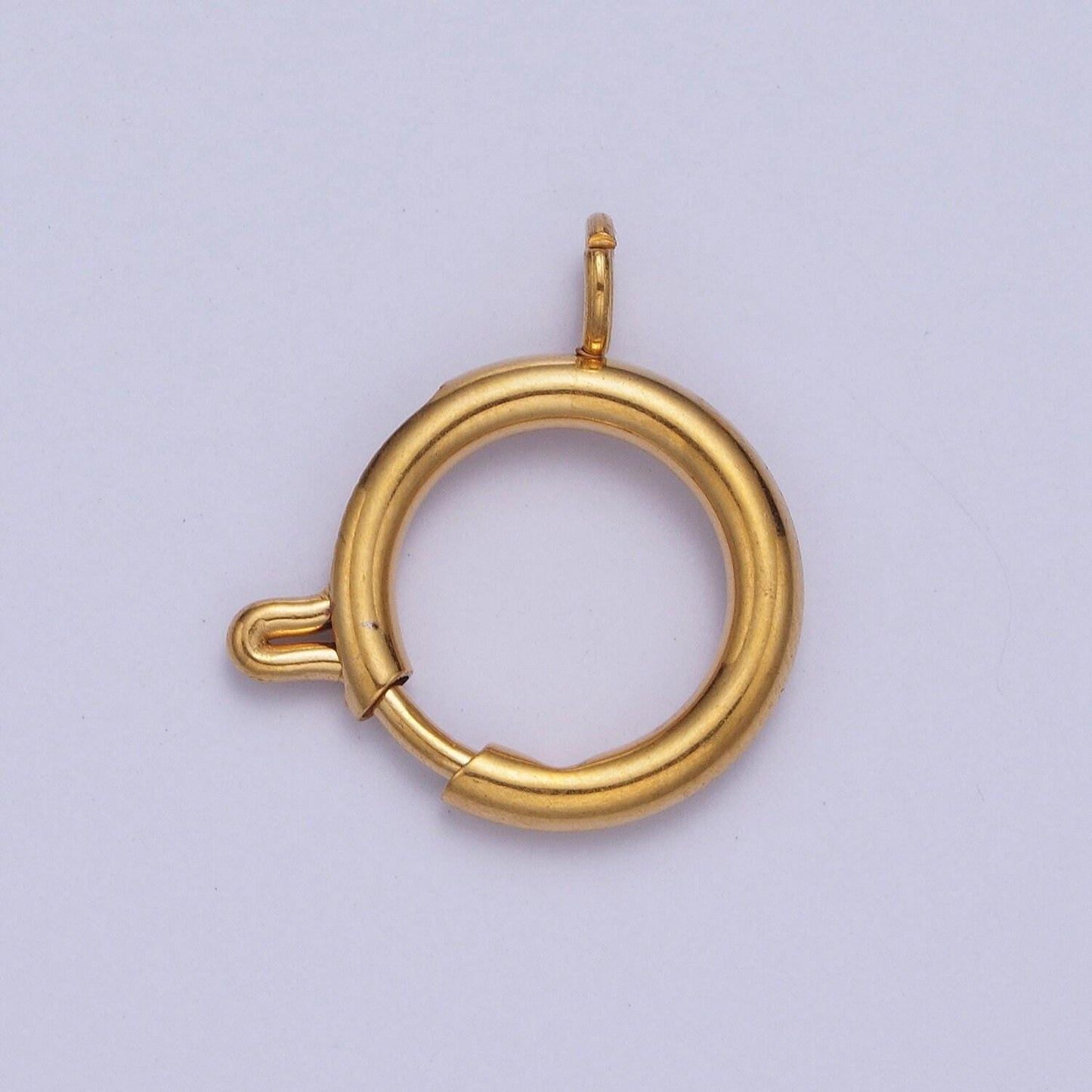 Various size 24k gold round open push in clasp w. loop finding enhancer, circular clasp for charm jewelry making supply | l-892~l-899, l-905