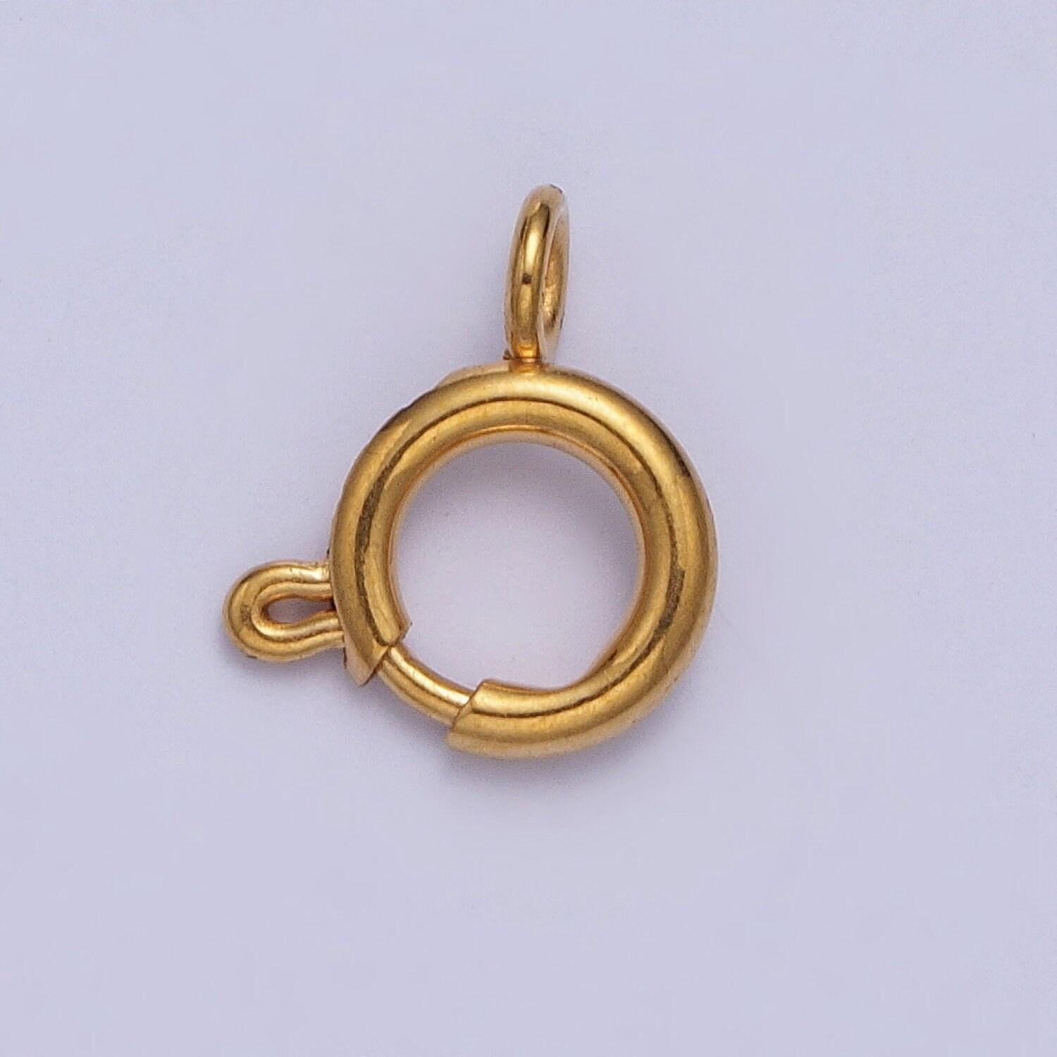 Various size 24k gold round open push in clasp w. loop finding enhancer, circular clasp for charm jewelry making supply | l-892~l-899, l-905