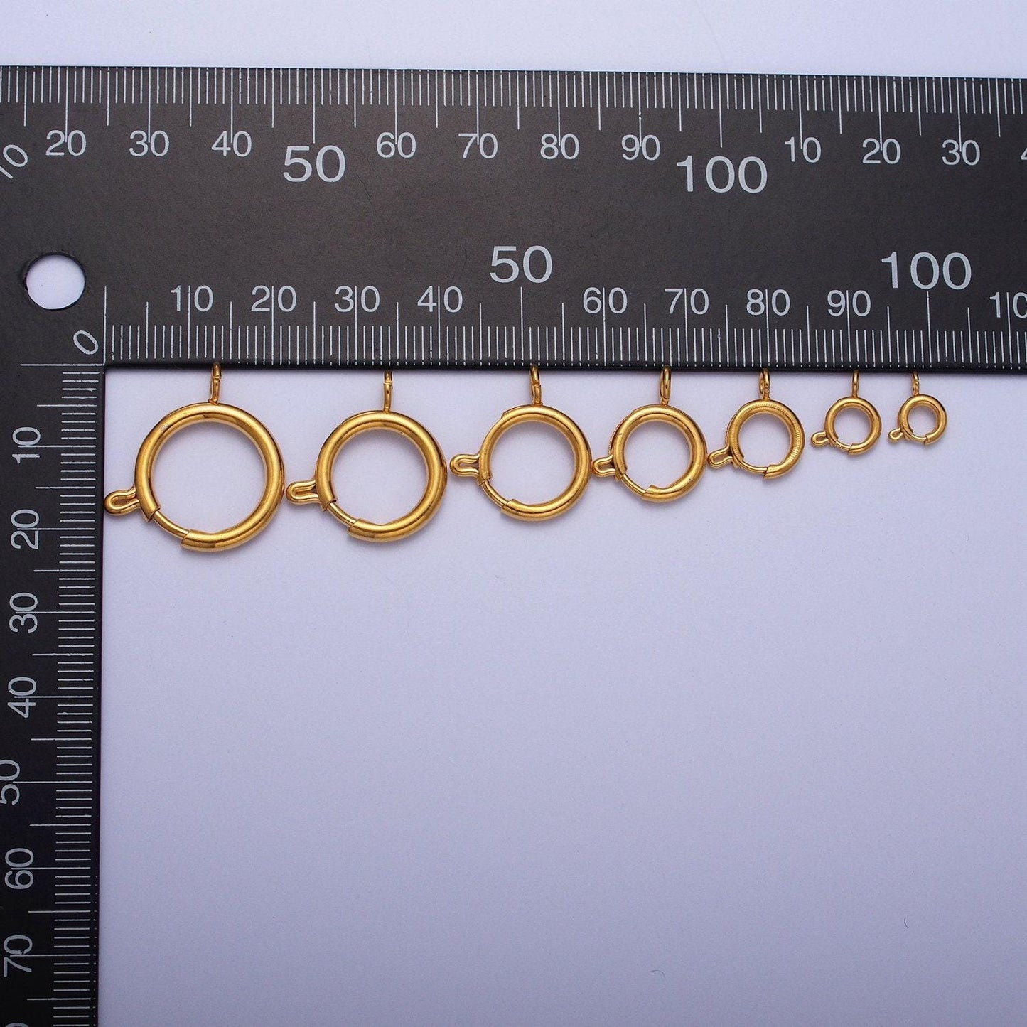 Various size 14k gold round open push in clasp w. loop finding enhancer, circular clasp for charm jewelry making supply | l-875~l-882, l-912
