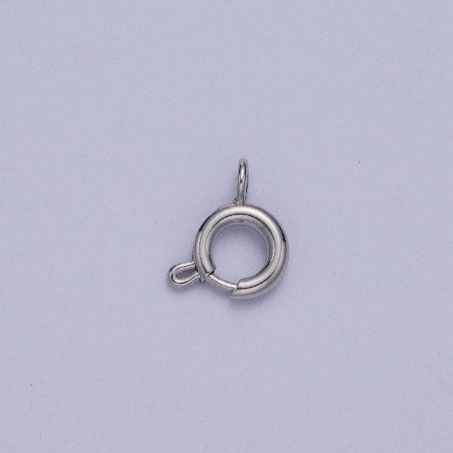 Various sizes silver round open push in clasp with loop finding enhancer, silver spring ring clasp jewelry making supply | l-883~l-891