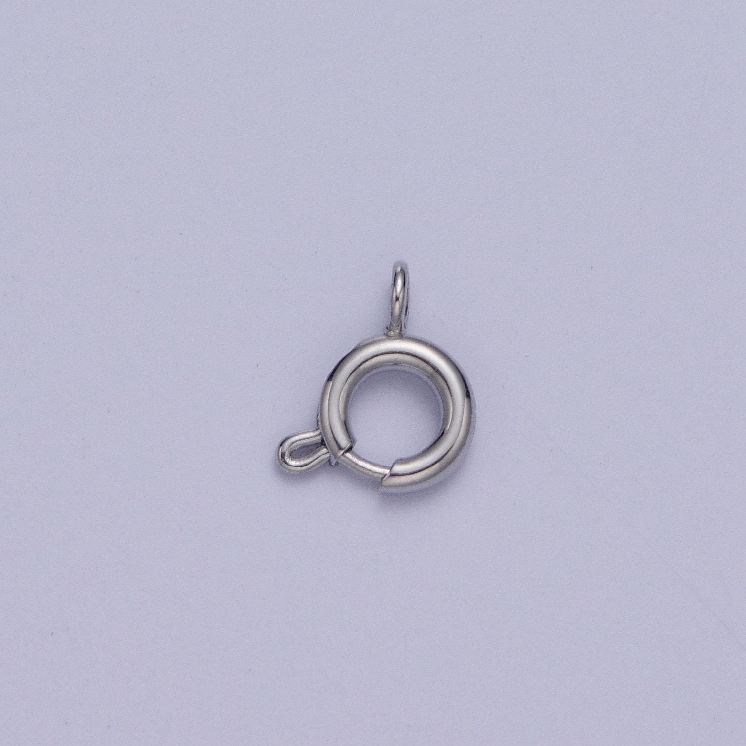 Various sizes silver round open push in clasp with loop finding enhancer, silver spring ring clasp jewelry making supply | l-883~l-891