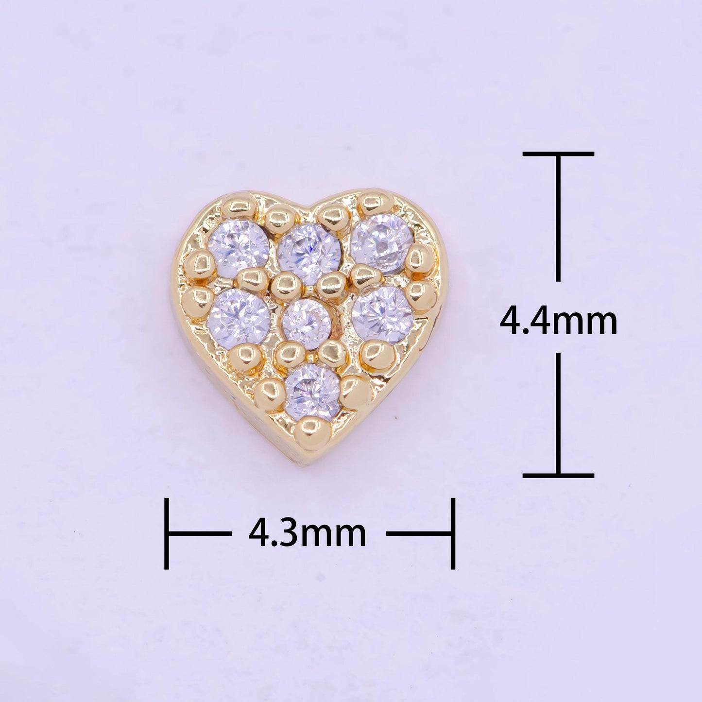 Gold filled personalized locket bead: clear fuchsia pink heart l-839