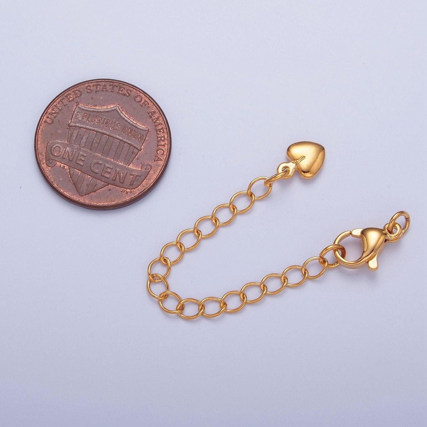 24k gold-filled dainty heart lobster clasp with chain extender in gold and silver for necklace, bracelet making supply | l-677, l-779