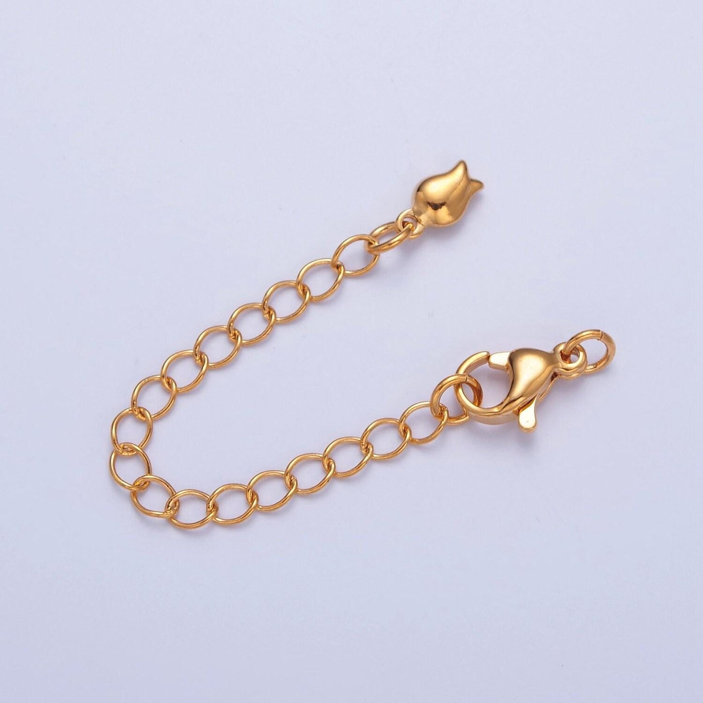 24k/white-gold filled tulip flower lobster clasp with chain extender | l-741, l-778