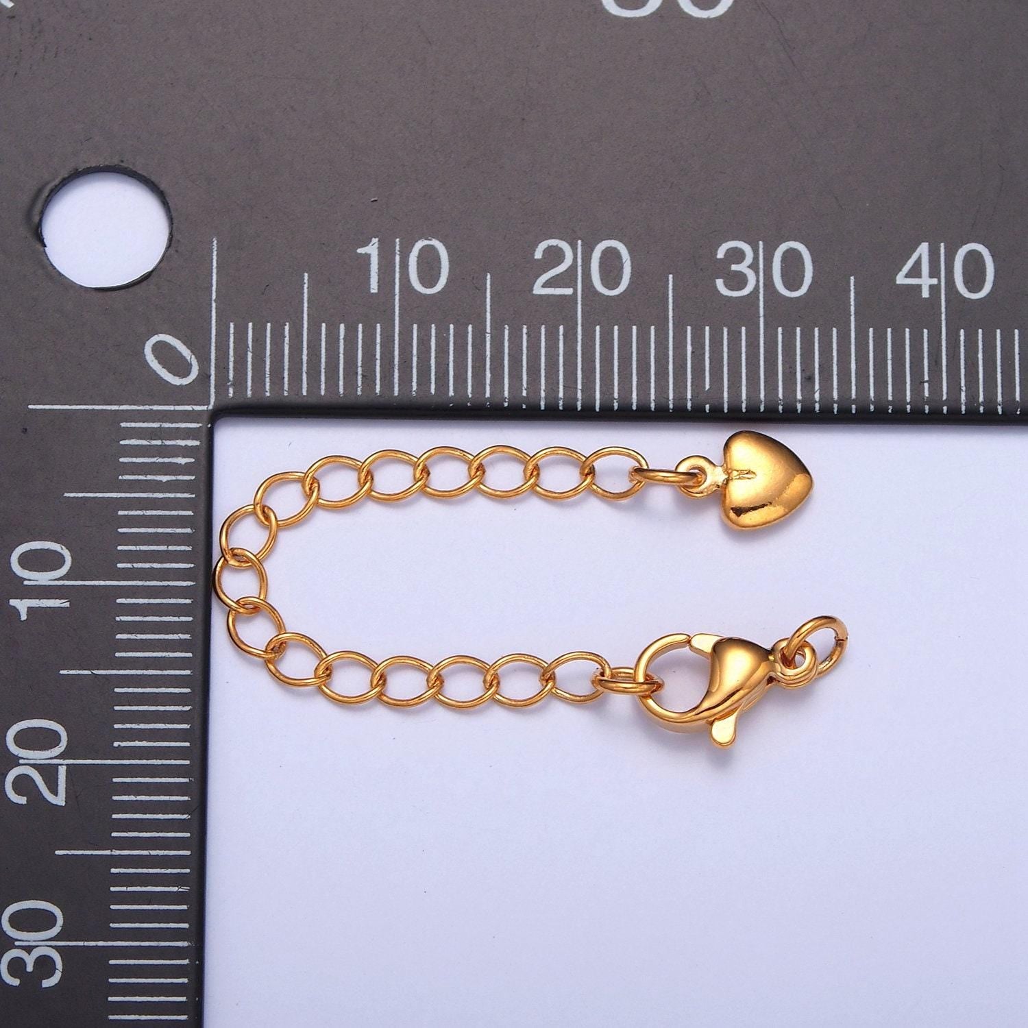 24k gold-filled dainty heart lobster clasp with chain extender in gold and silver for necklace, bracelet making supply | l-677, l-779