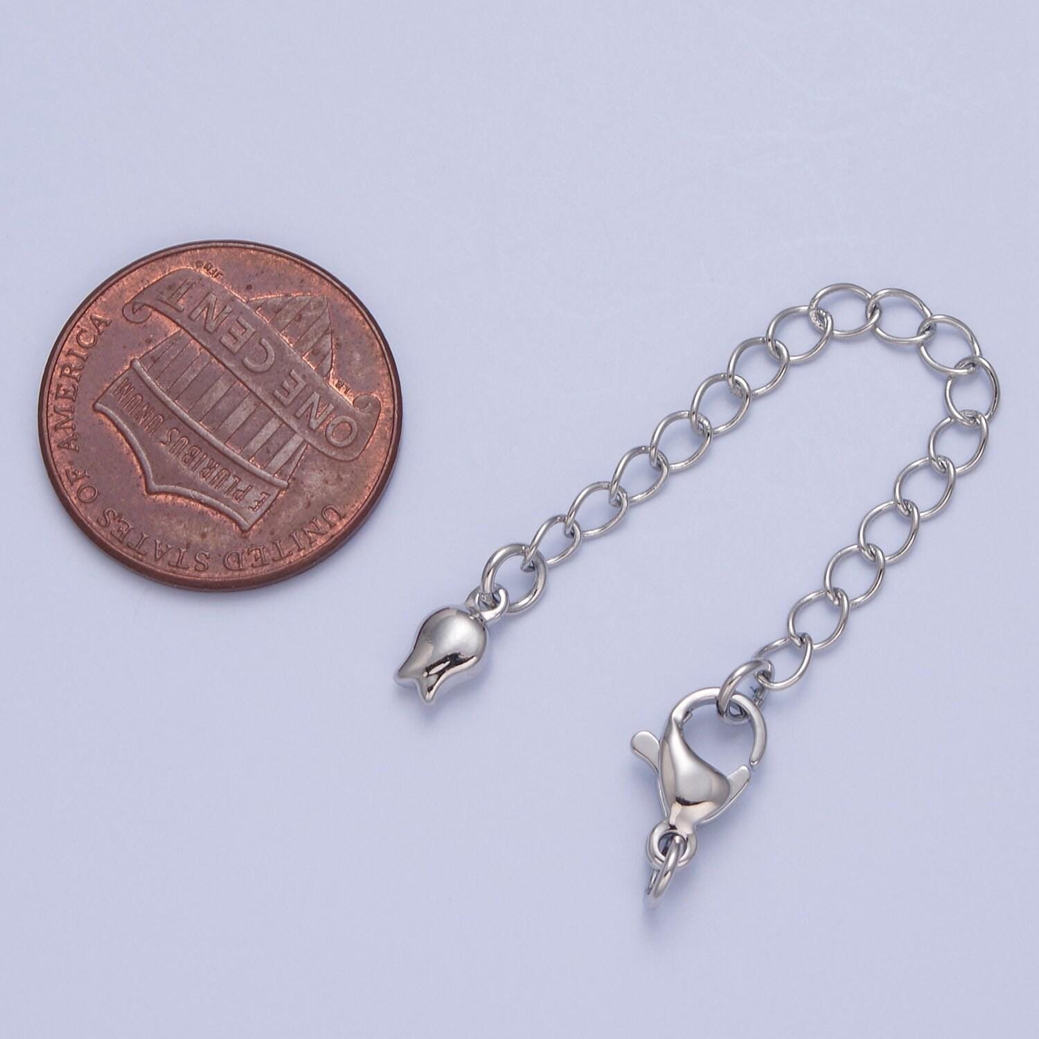 24k/white-gold filled tulip flower lobster clasp with chain extender | l-741, l-778