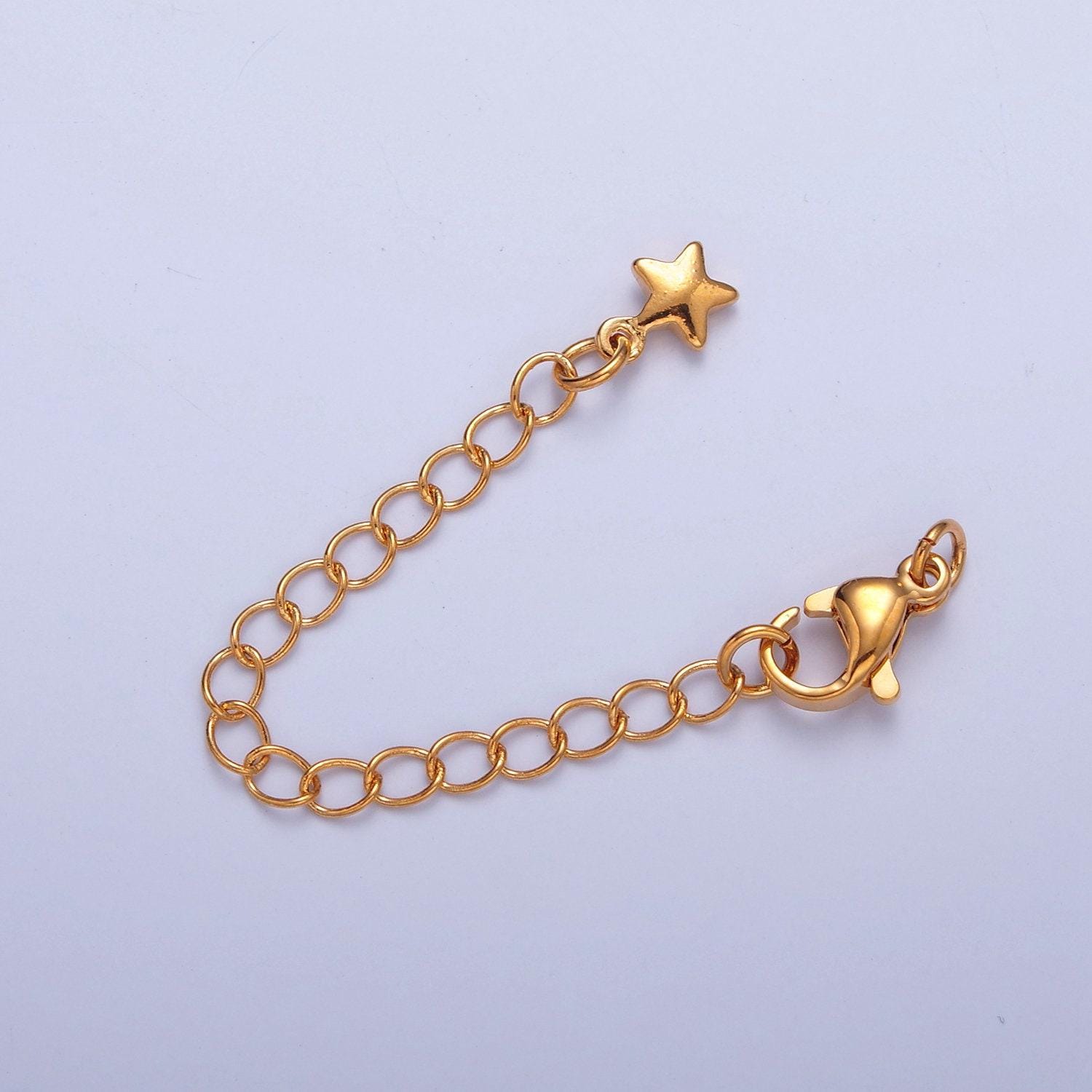 Dainty star 24k/white-gold filled lobster clasp with chain extender | l-743, l-776