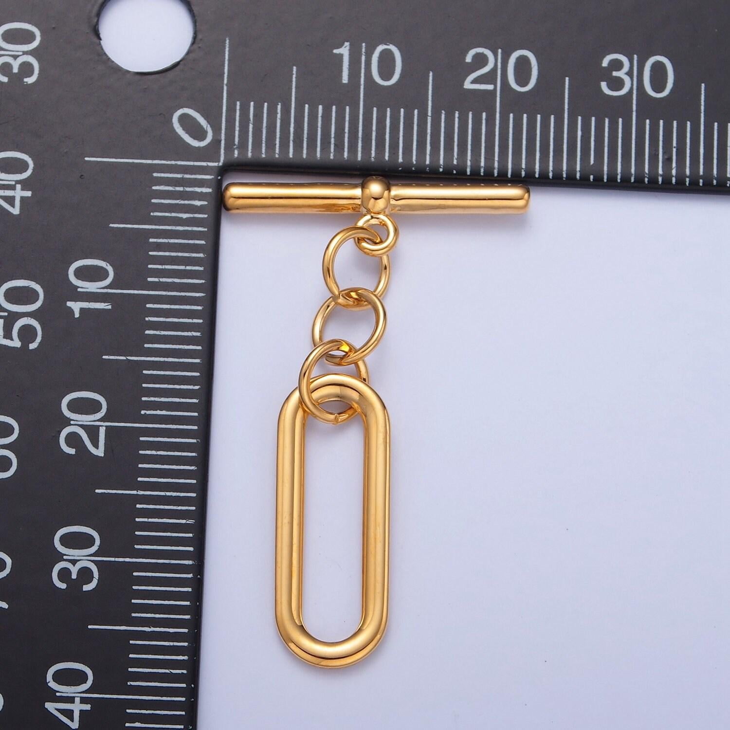 Gold, white-gold filled long oval toggle clasps, minimalist gold & silver toggle clasps for diy jewelry making, l-747