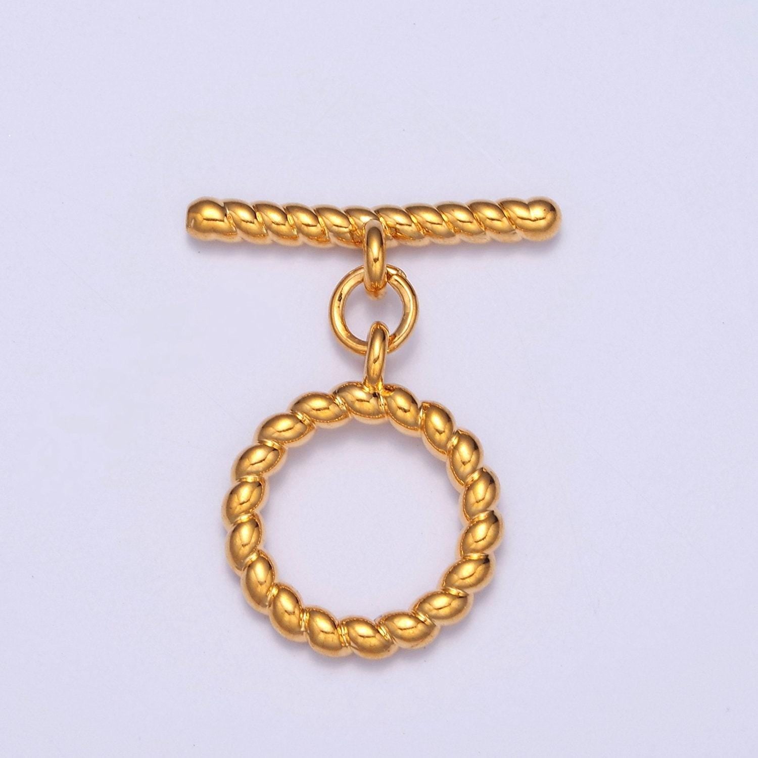 Gold, white-gold filled twisted round circle toggle clasps, minimalist gold & silver toggle clasps for diy jewelry making | l-713, l-714