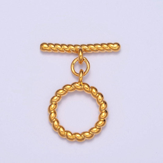 Gold, white-gold filled twisted round circle toggle clasps, minimalist gold & silver toggle clasps for diy jewelry making | l-713, l-714