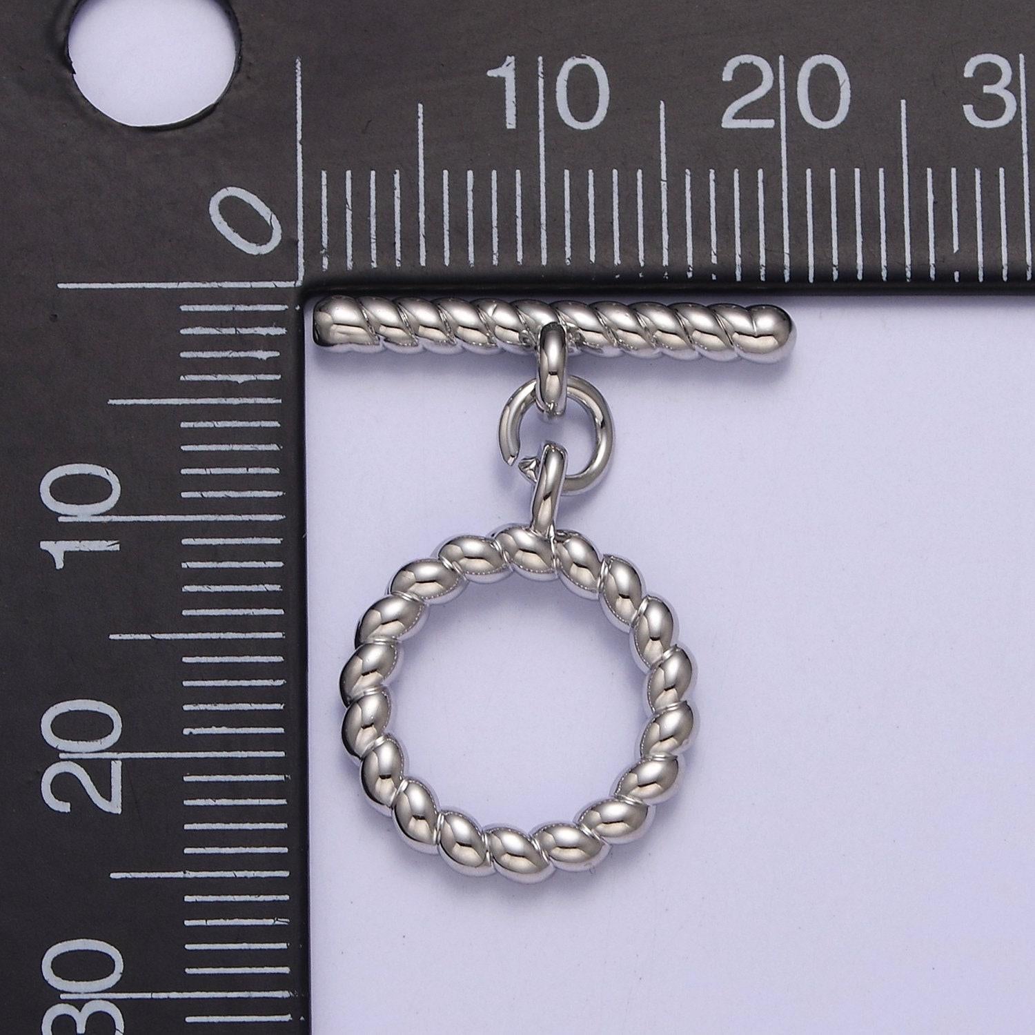 Gold, white-gold filled twisted round circle toggle clasps, minimalist gold & silver toggle clasps for diy jewelry making | l-713, l-714