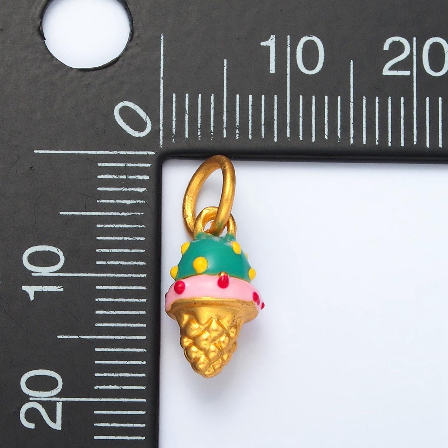 24k gold filled 14mm blue & pink ice cream kids charm | m-234