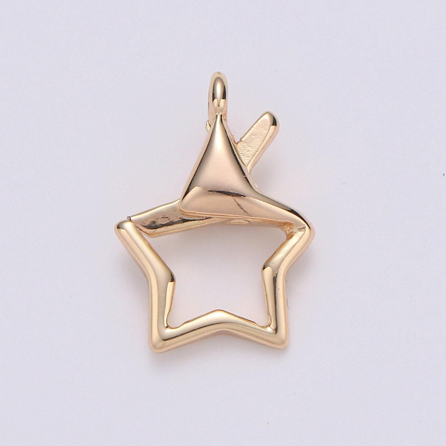 Gold or silver open star lobster clasp clasp celestial charm enhancer clasp wholesale supply l-659