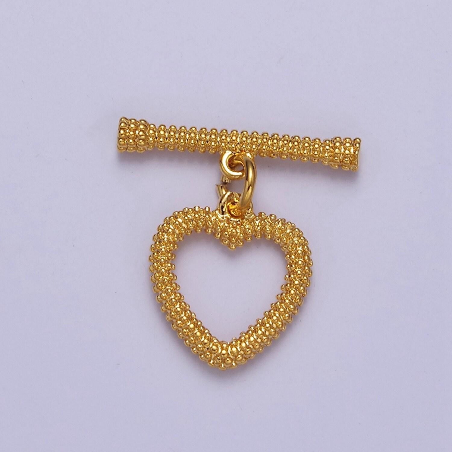 Heart toggle clasp connector, 24k gold filled toggle clasp, jewelry end clasp for bracelet, necklace closure l-644