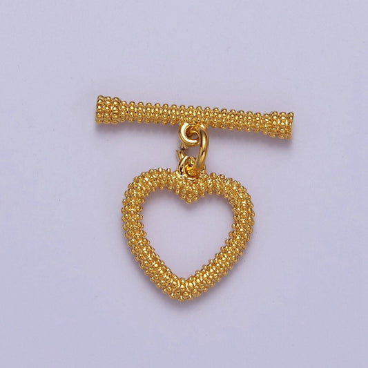 Heart toggle clasp connector, 24k gold filled toggle clasp, jewelry end clasp for bracelet, necklace closure l-644