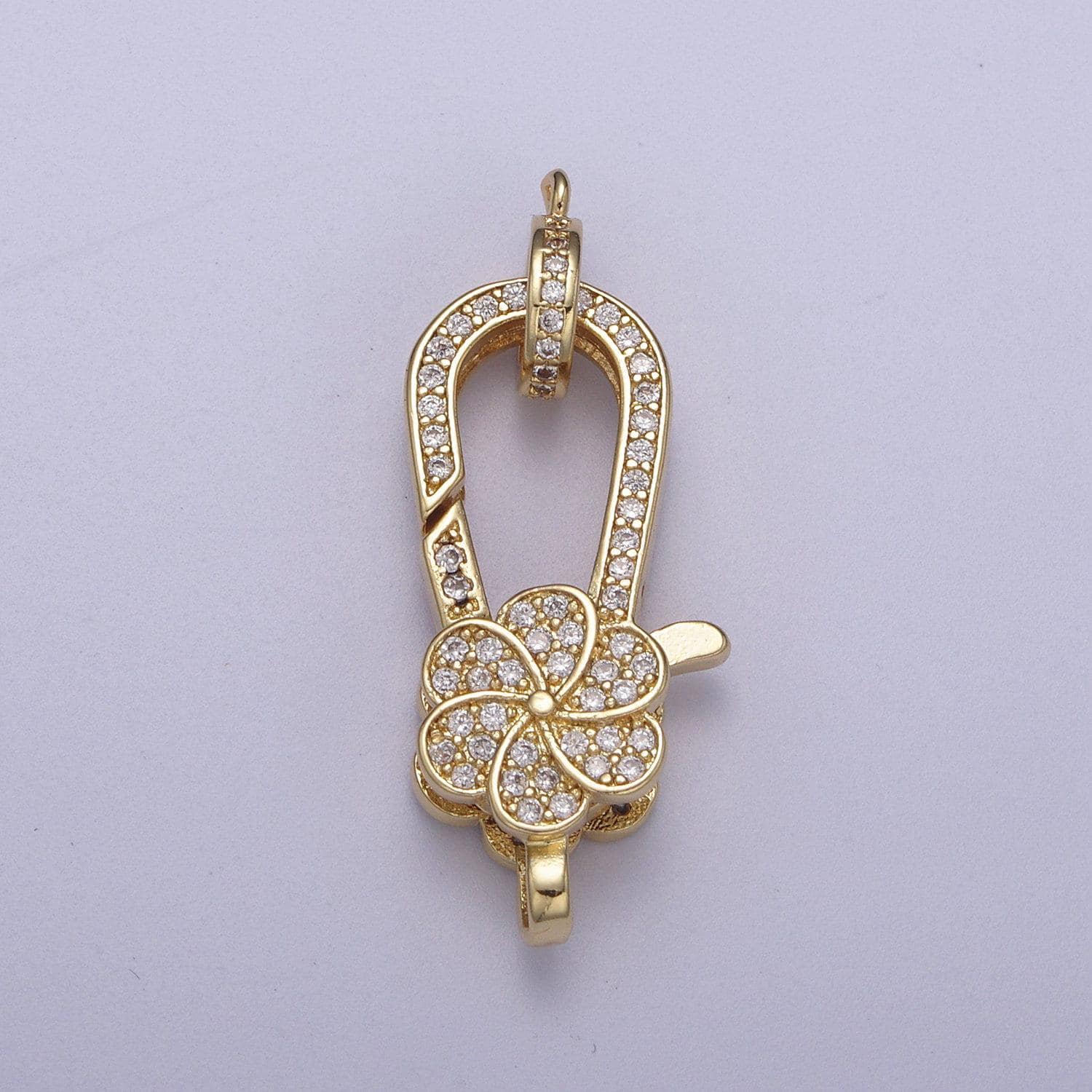 Cz gold filled clear micro pave flower lobster claw clasp, cubic lobster clasp l-607