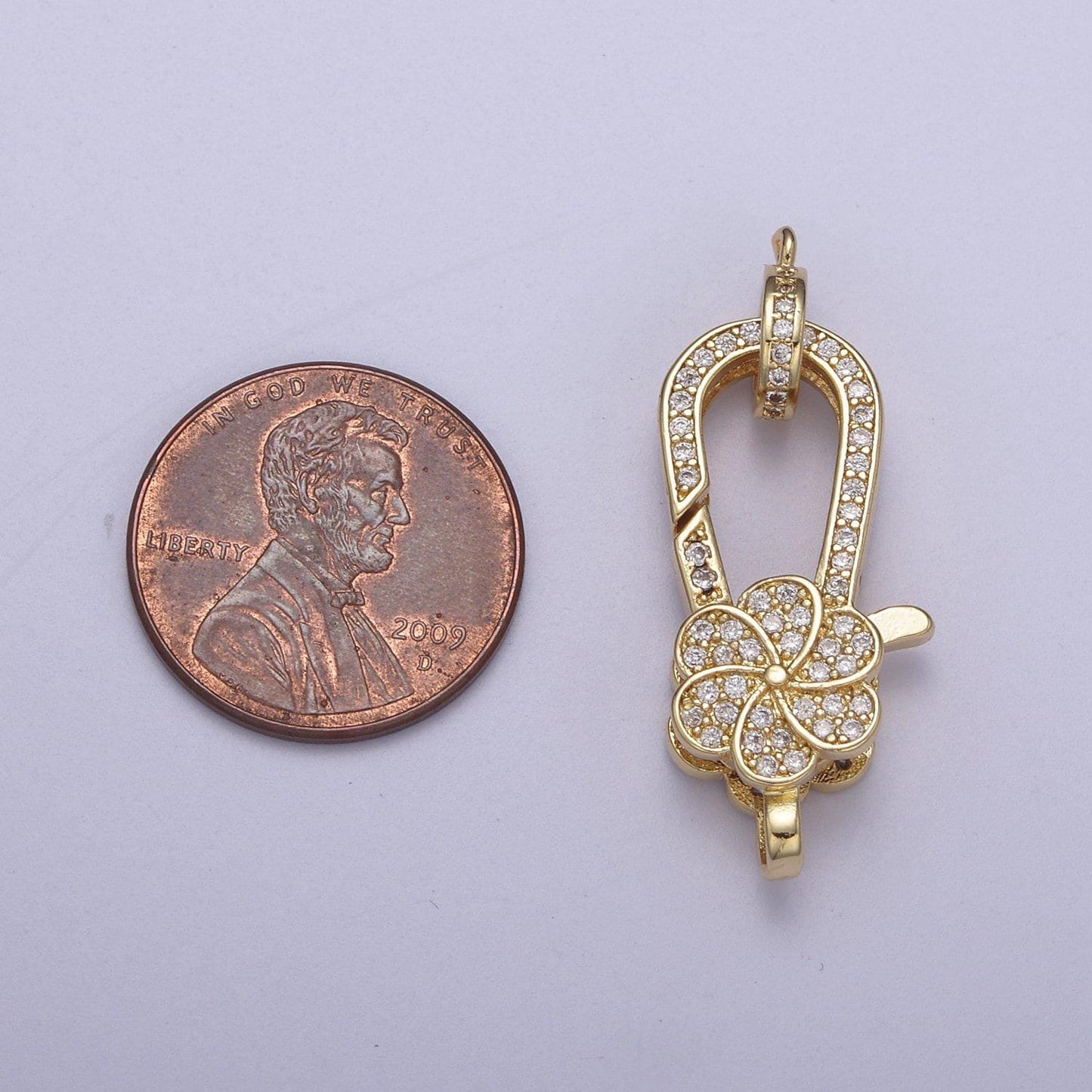 Cz gold filled clear micro pave flower lobster claw clasp, cubic lobster clasp l-607